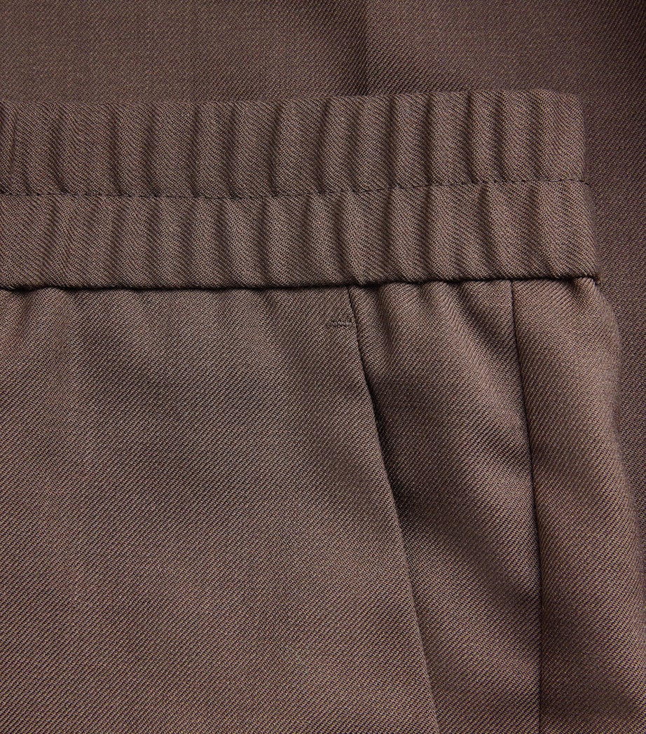 Wool Elasticated Straight Trousers BROWN-67 Image 5
