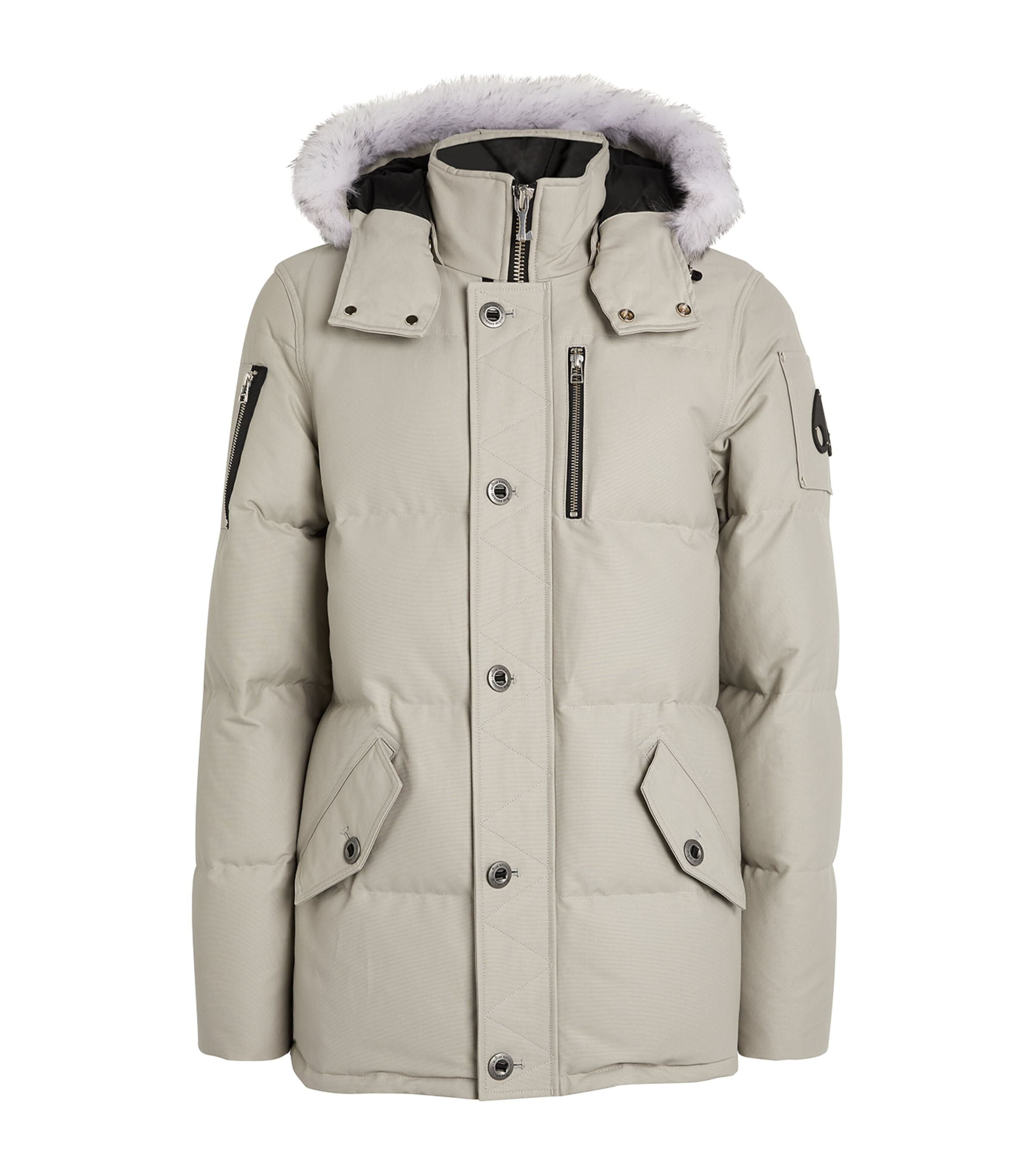 Moose Knuckles Shearling-trim 3q Jacket In Grey