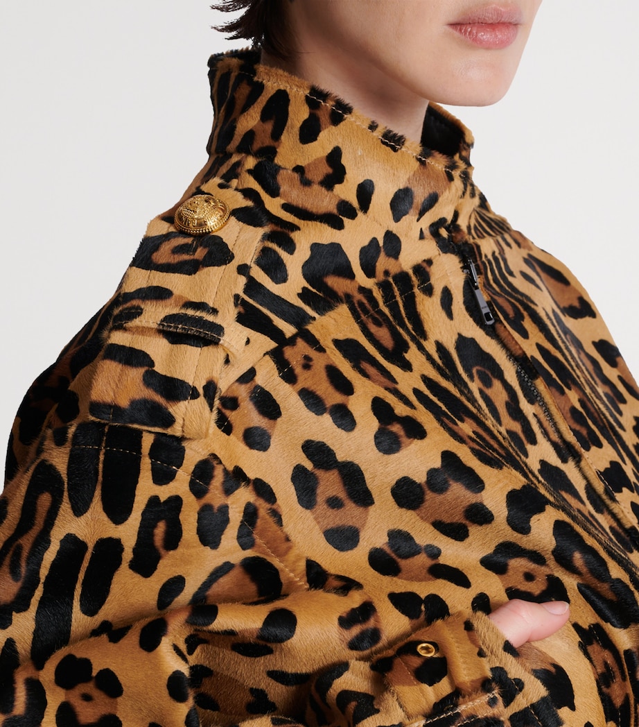 Suede Leopard Print Bomber Jacket WDH MULTI/NOIR Image 8