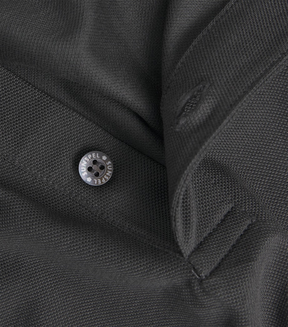 Sunspel Mens Supima Cotton Polo Shirt Anthracite Image 6