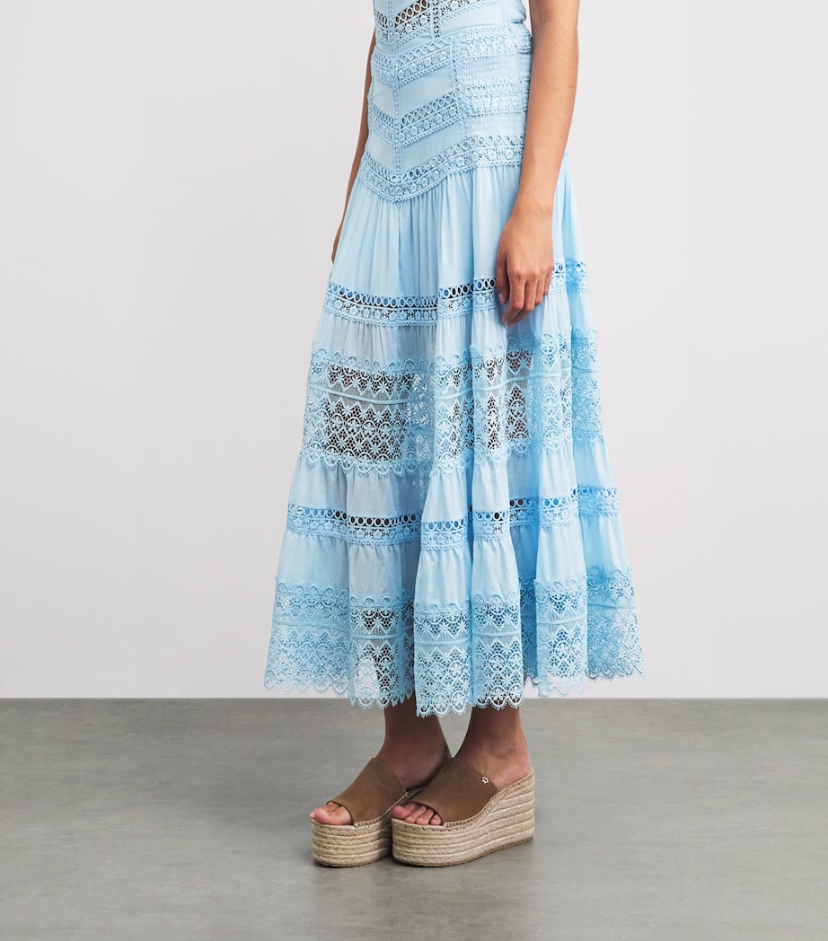 Charo Ruiz Ibiza Womens Cotton-Blend Serza Maxi Skirt Blue Artic Image 4