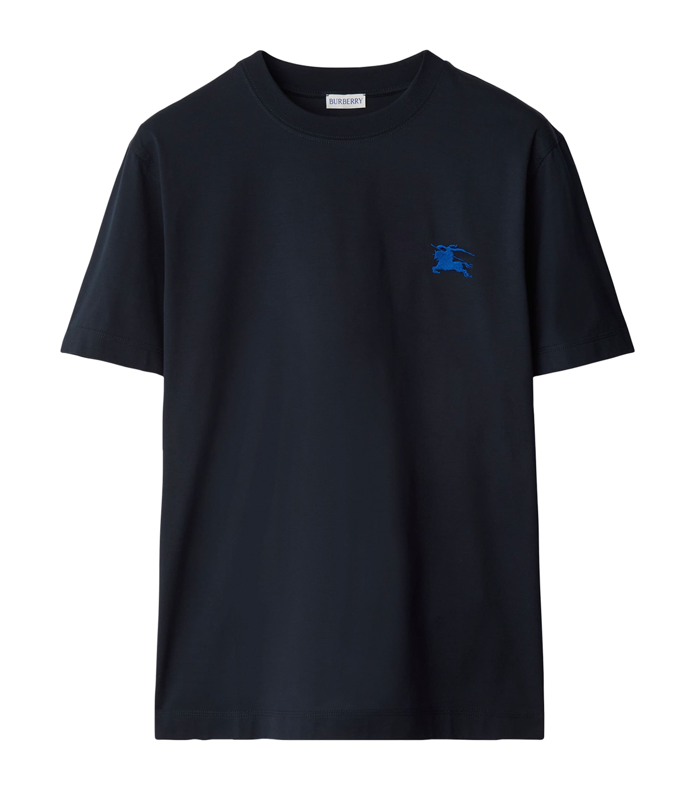 Burberry Blue T-shirt With Eks Logo Embroidered On The Front In Cotton Man In Black