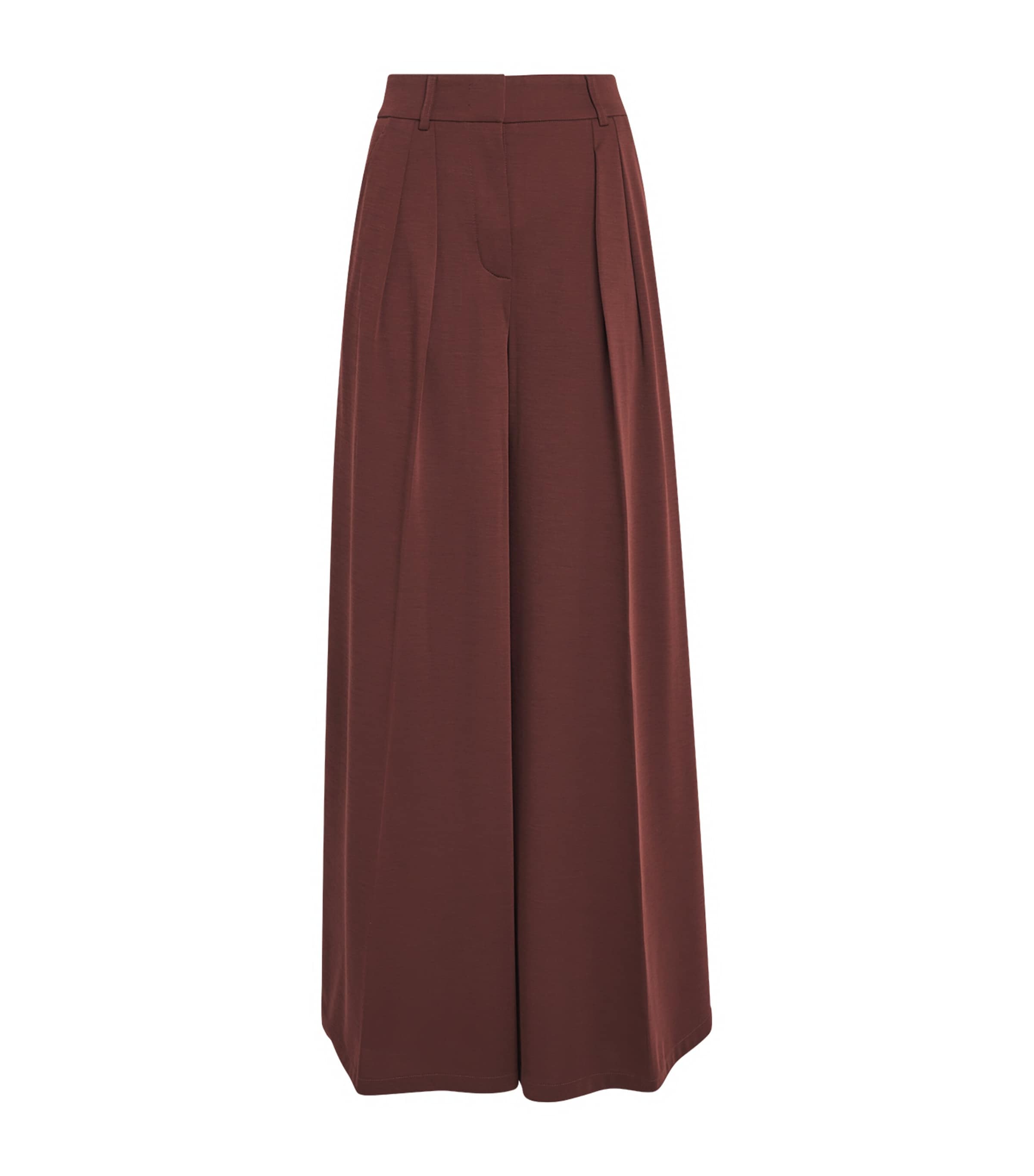 Max Mara Wool Jersey Palazzo Trousers In Burgundy
