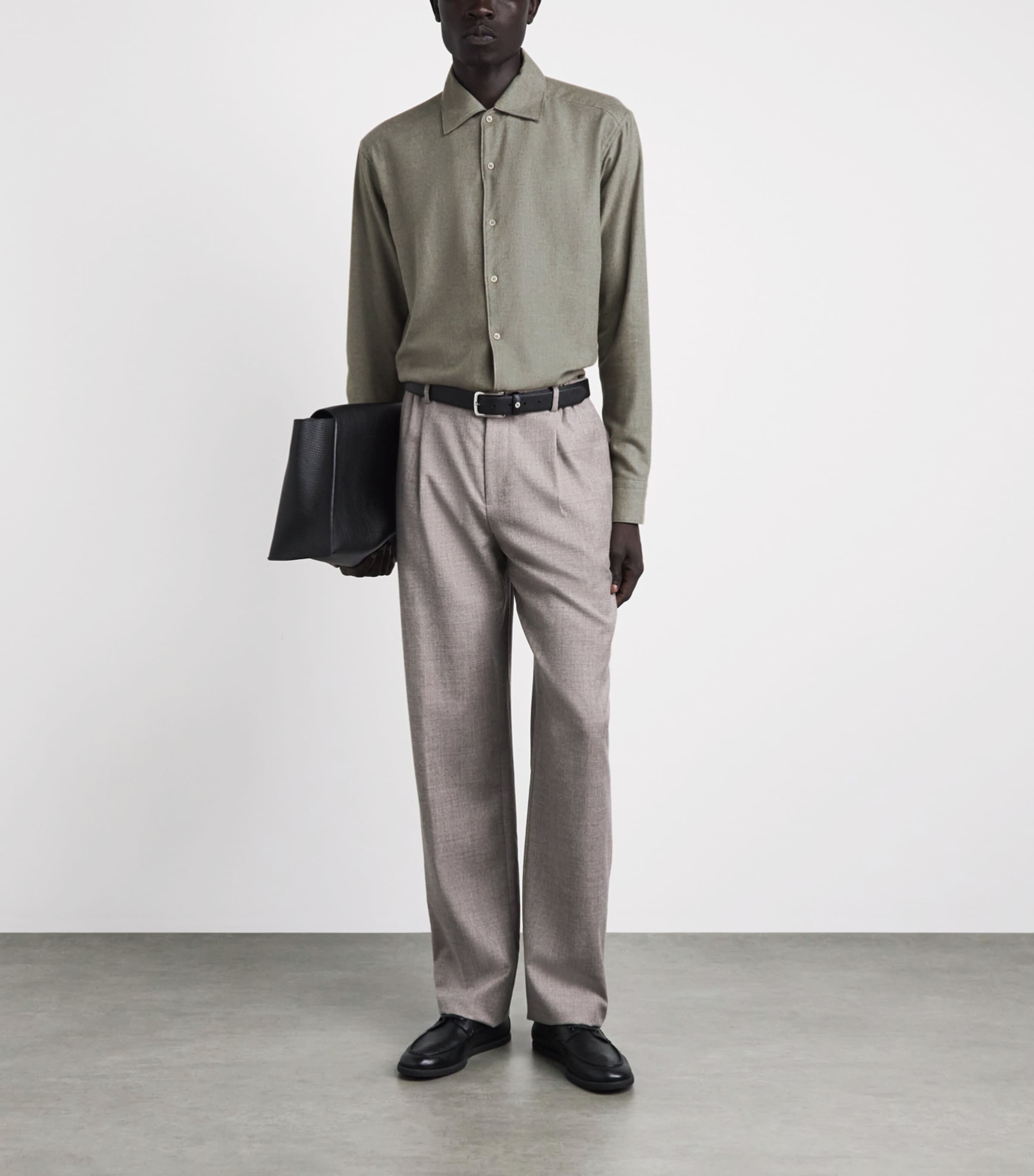 Colombo Mens Cotton Twill Shirt Green Image 2