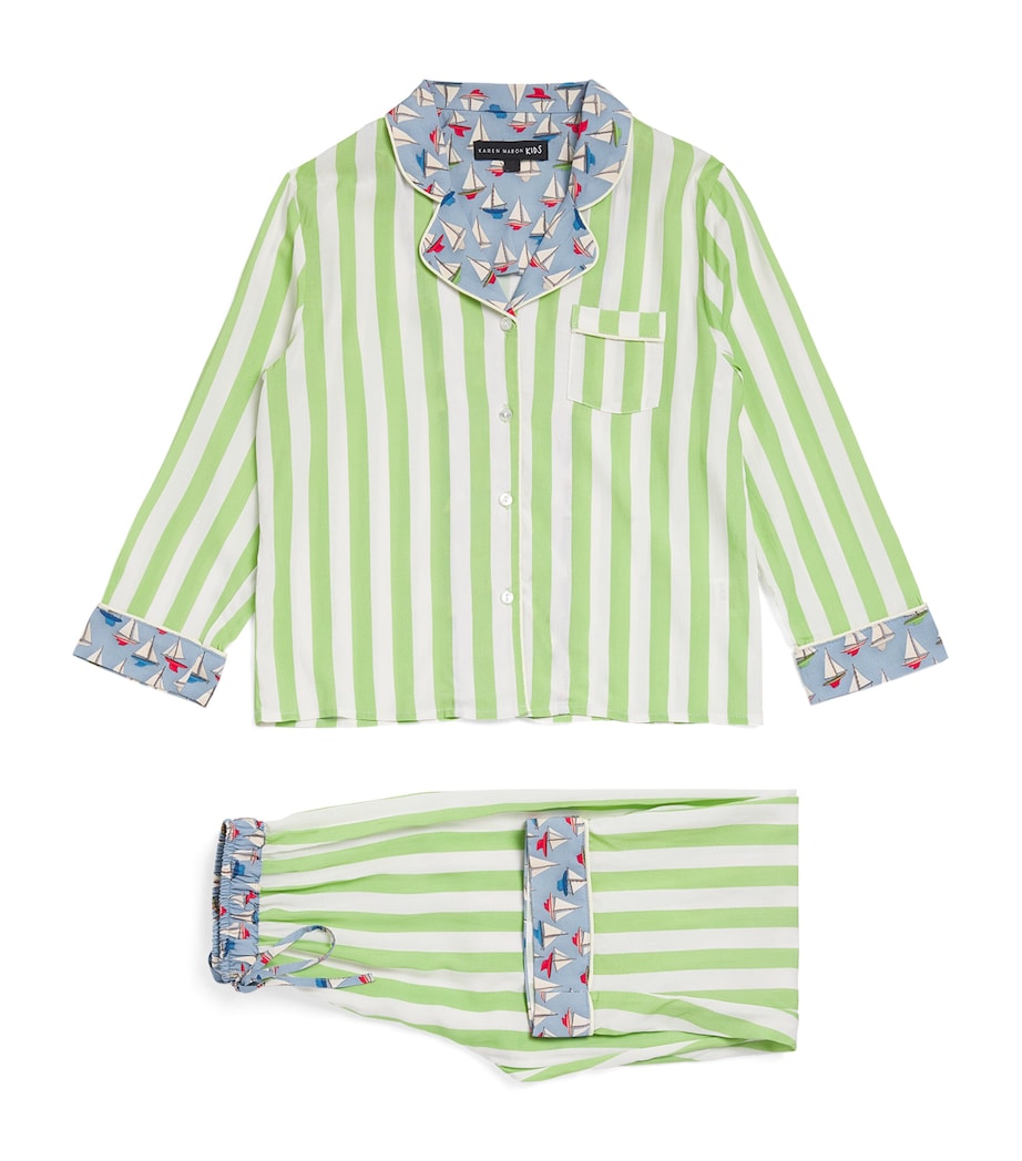 Stripe Boat Print Pyjama Set (2-13 Years) GREEN STRIPE Image 1