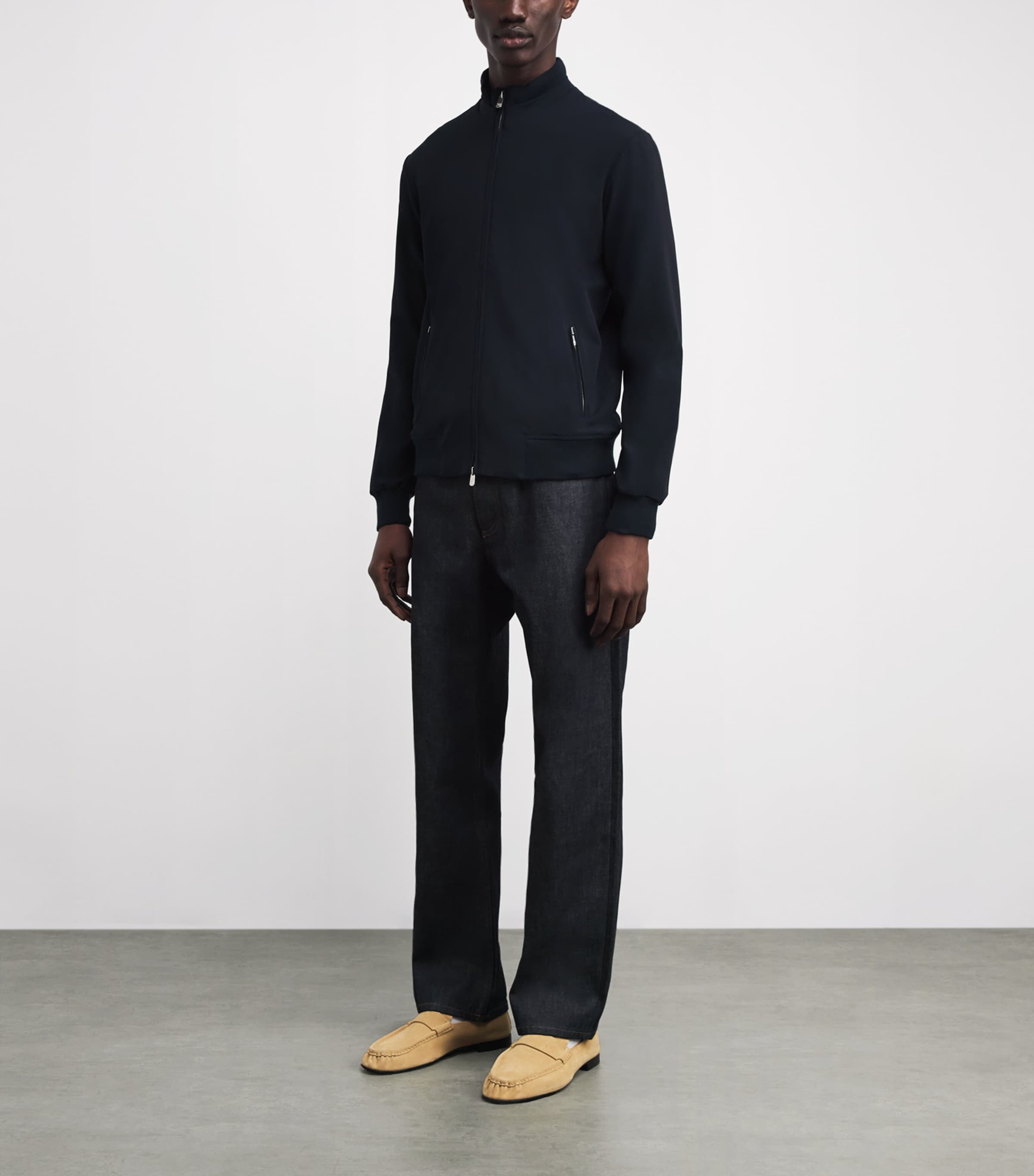 Wool Zip-Up Technical Jacket 16-NAVY Image 2