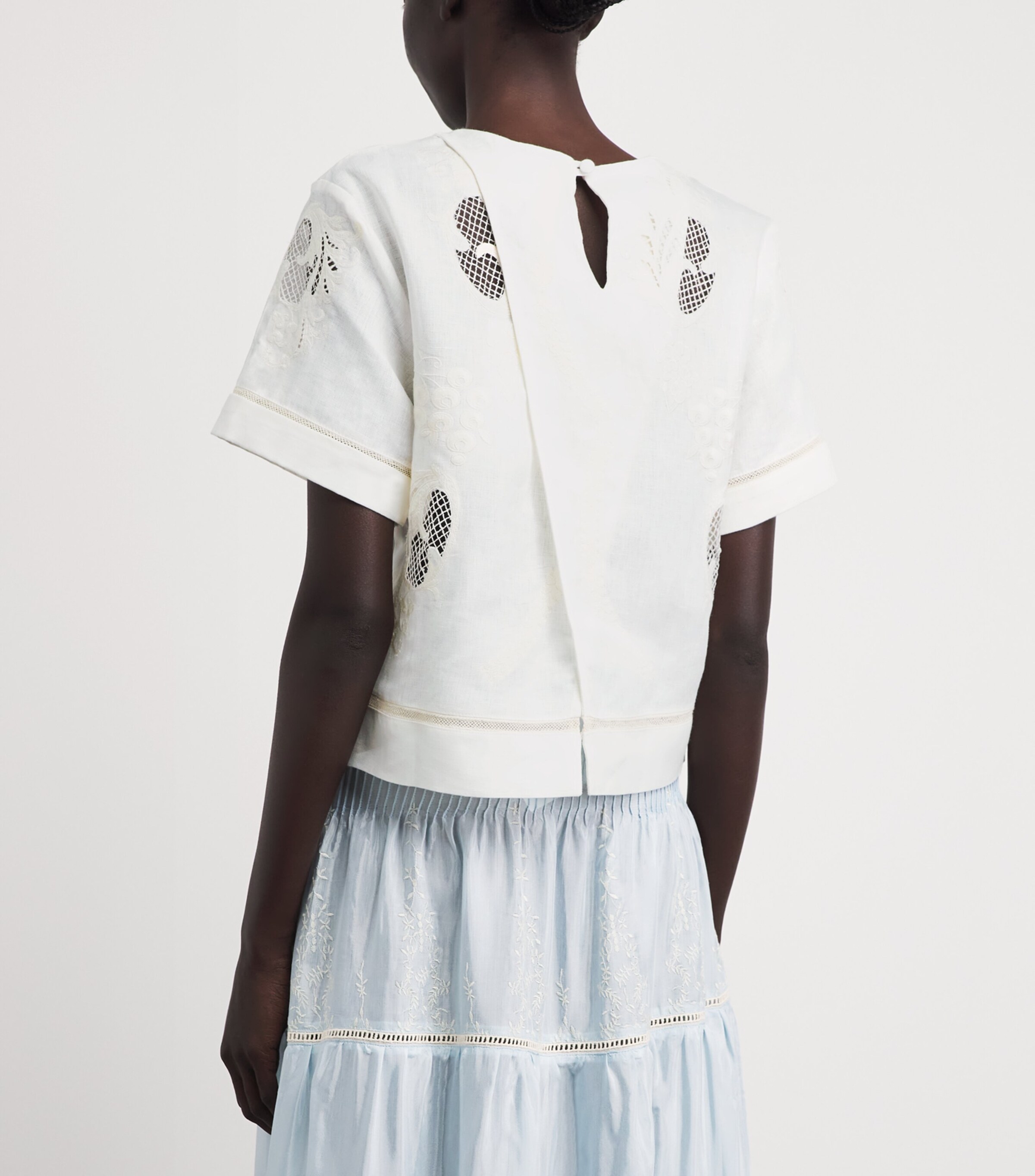 LUG VON SIGA Womens Linen Embroidered Dakota Top Offwhite Image 5