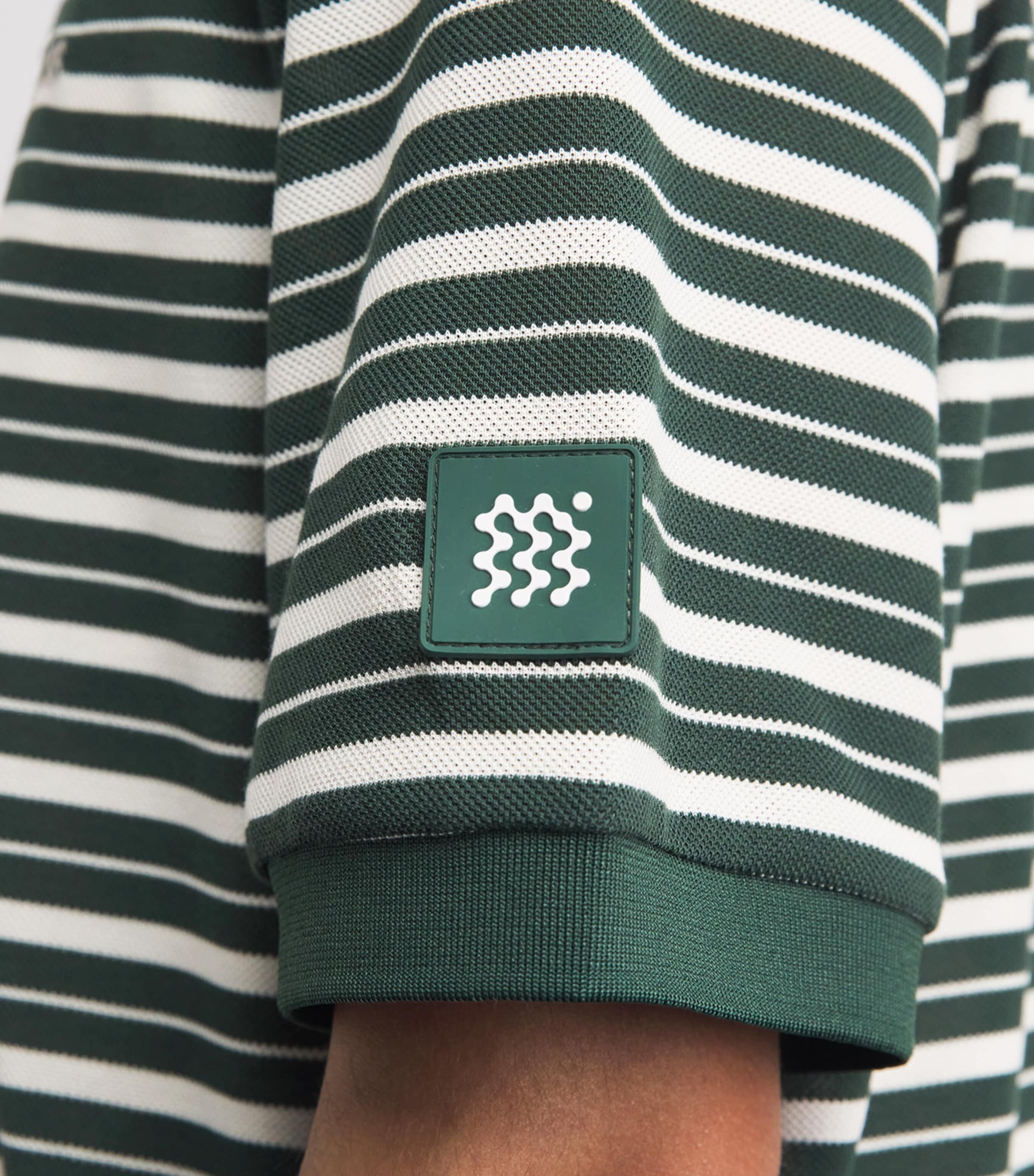Manors Mens Piqué Stripe GOAT Polo Shirt Pine Green Image 3