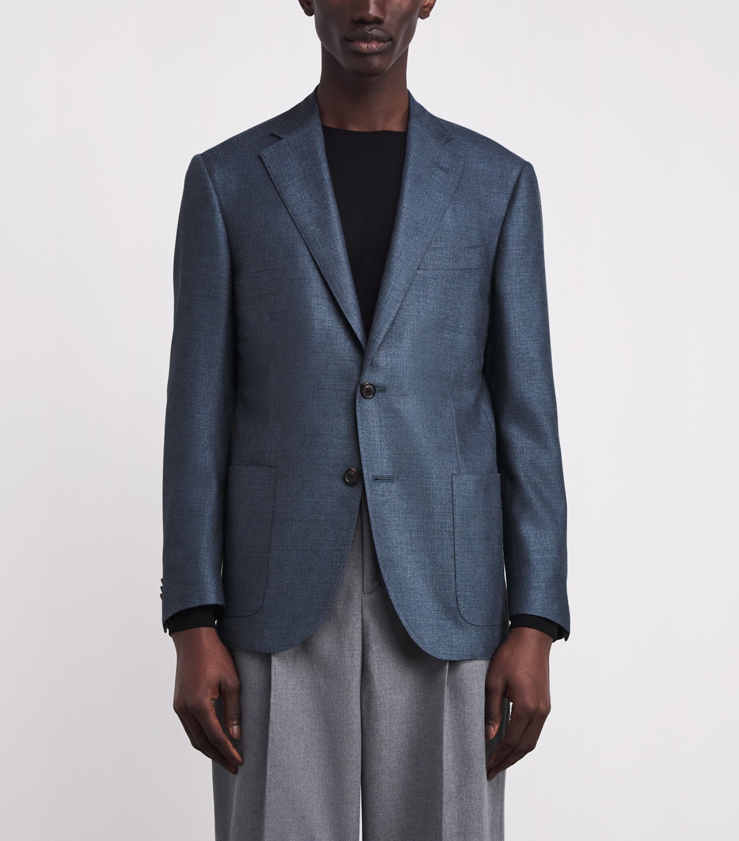 Silk-Virgin Wool Blazer 005 BLUE Image 3