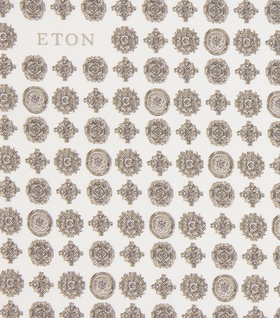 Eton Silk Medallion Pocket Square White Image 3