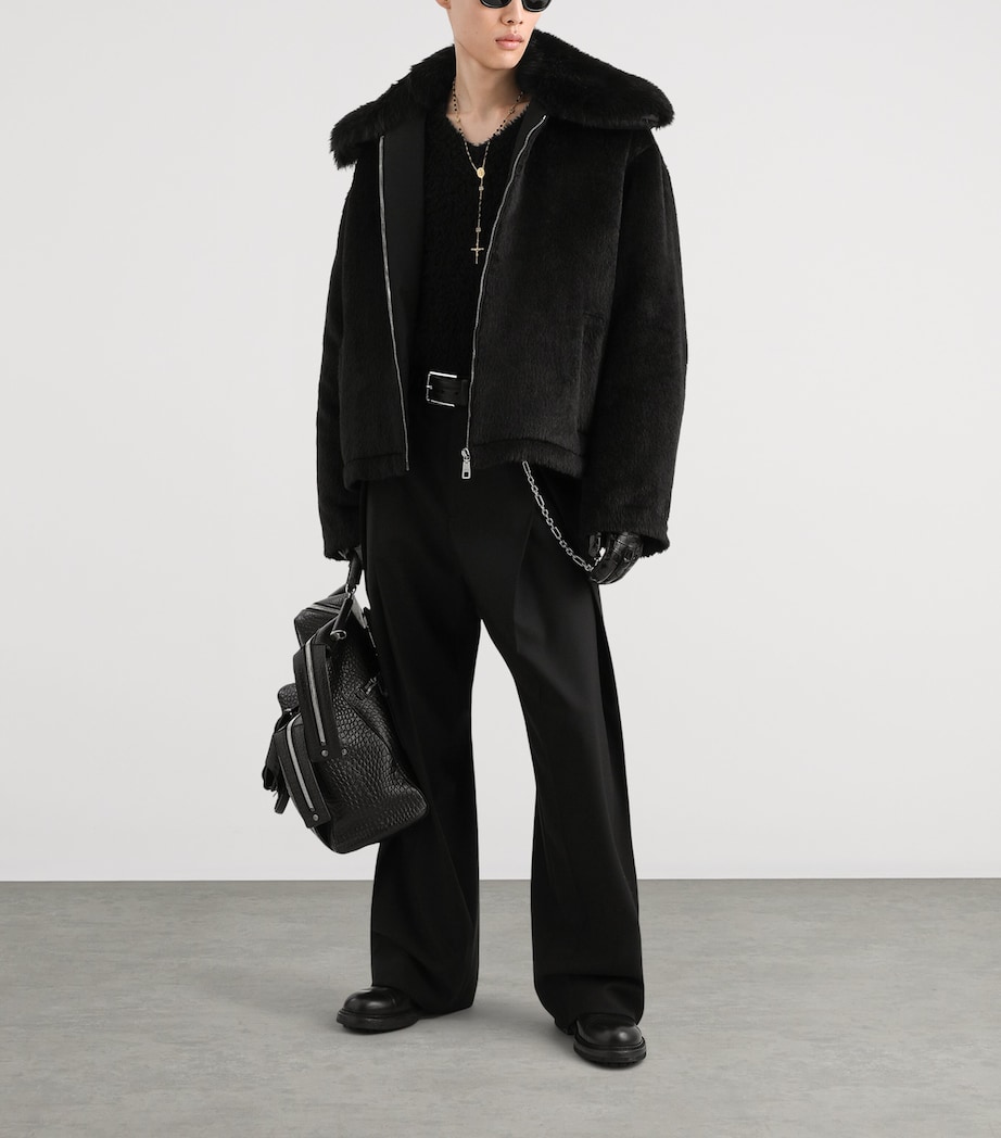 Dolce&Gabbana Mens Virgin wool Pleated Trousers Black Image 2