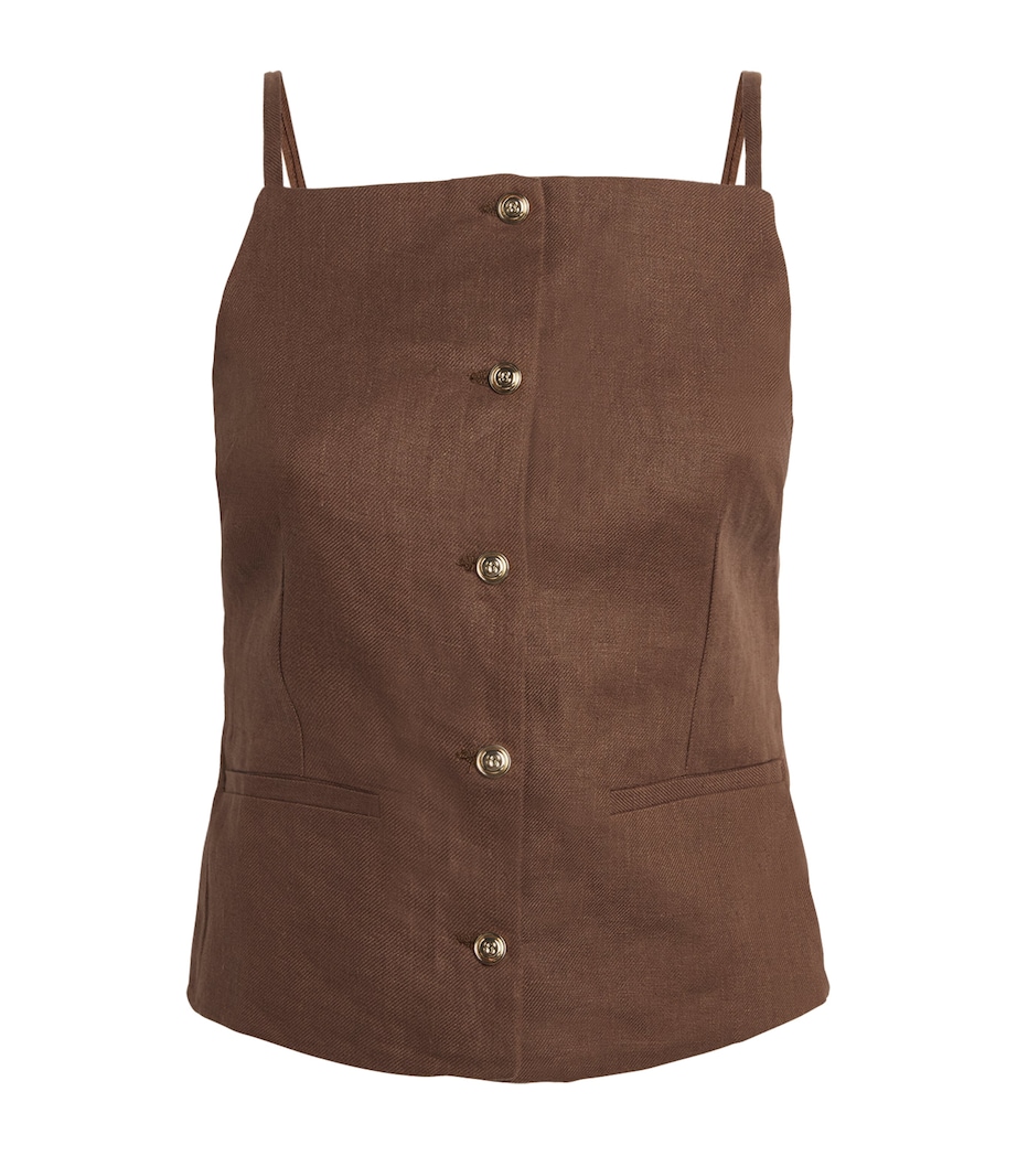 Maje Womens Linen Tank Top Brown Image 1