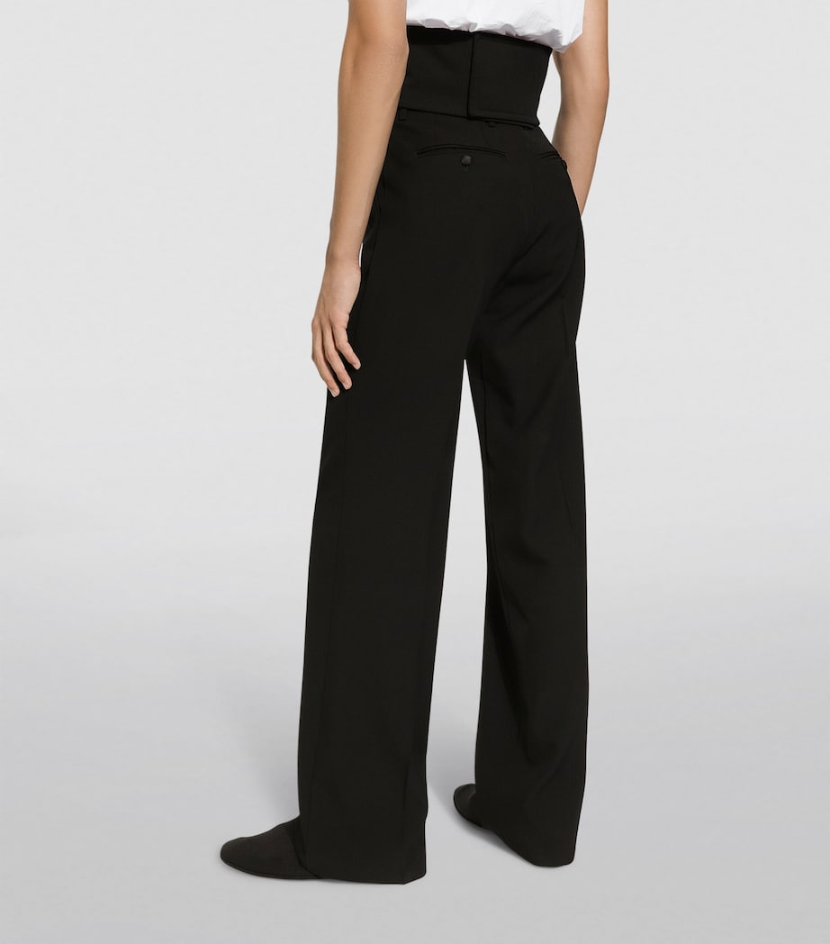 Virgin Wool Tailored Trousers N0000-BLACK Image 5