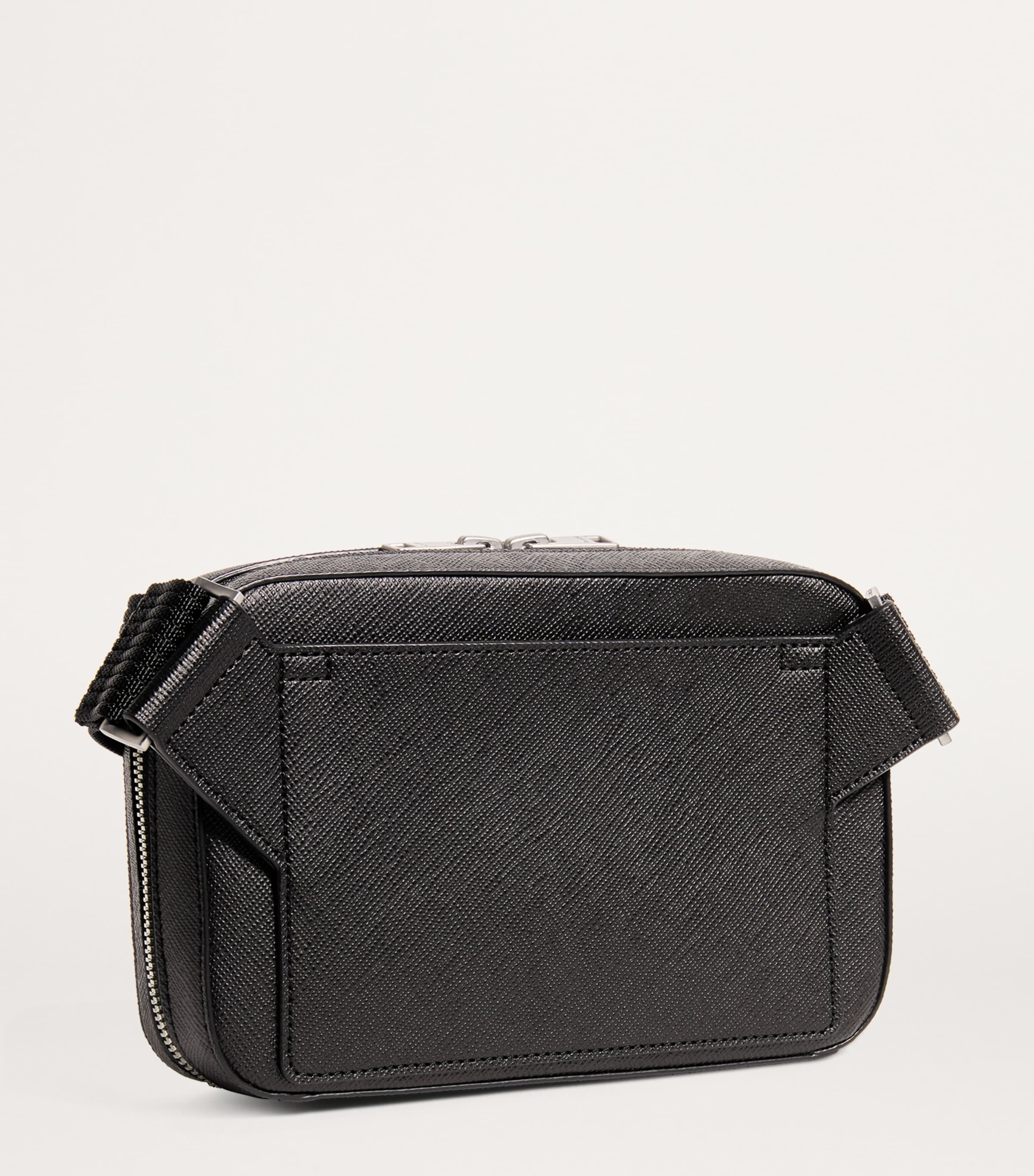 Small Recycled Leather Cross-Body Bag BLACK Image 3