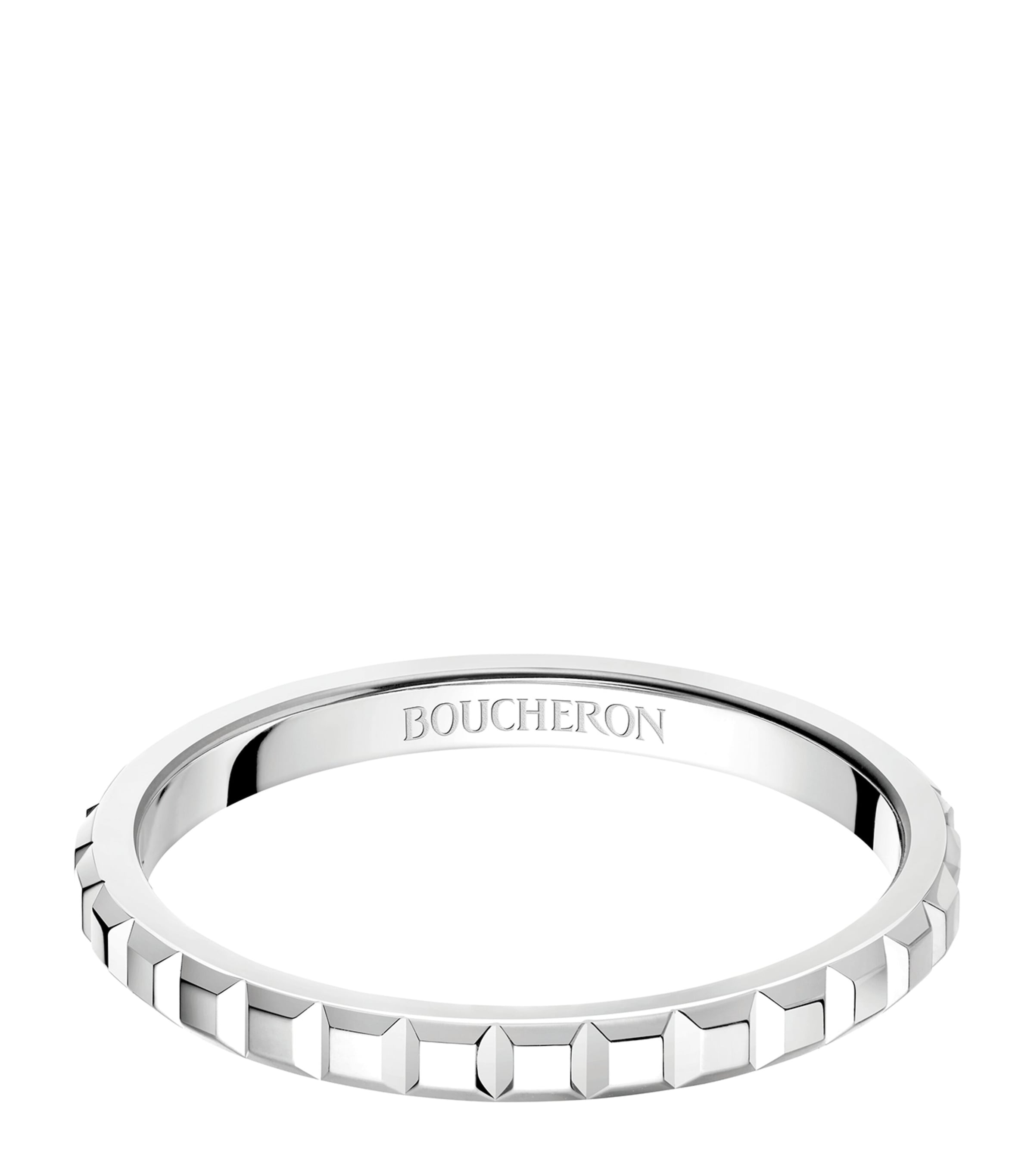 Boucheron Mini Platinum Clou De Paris Wedding Band