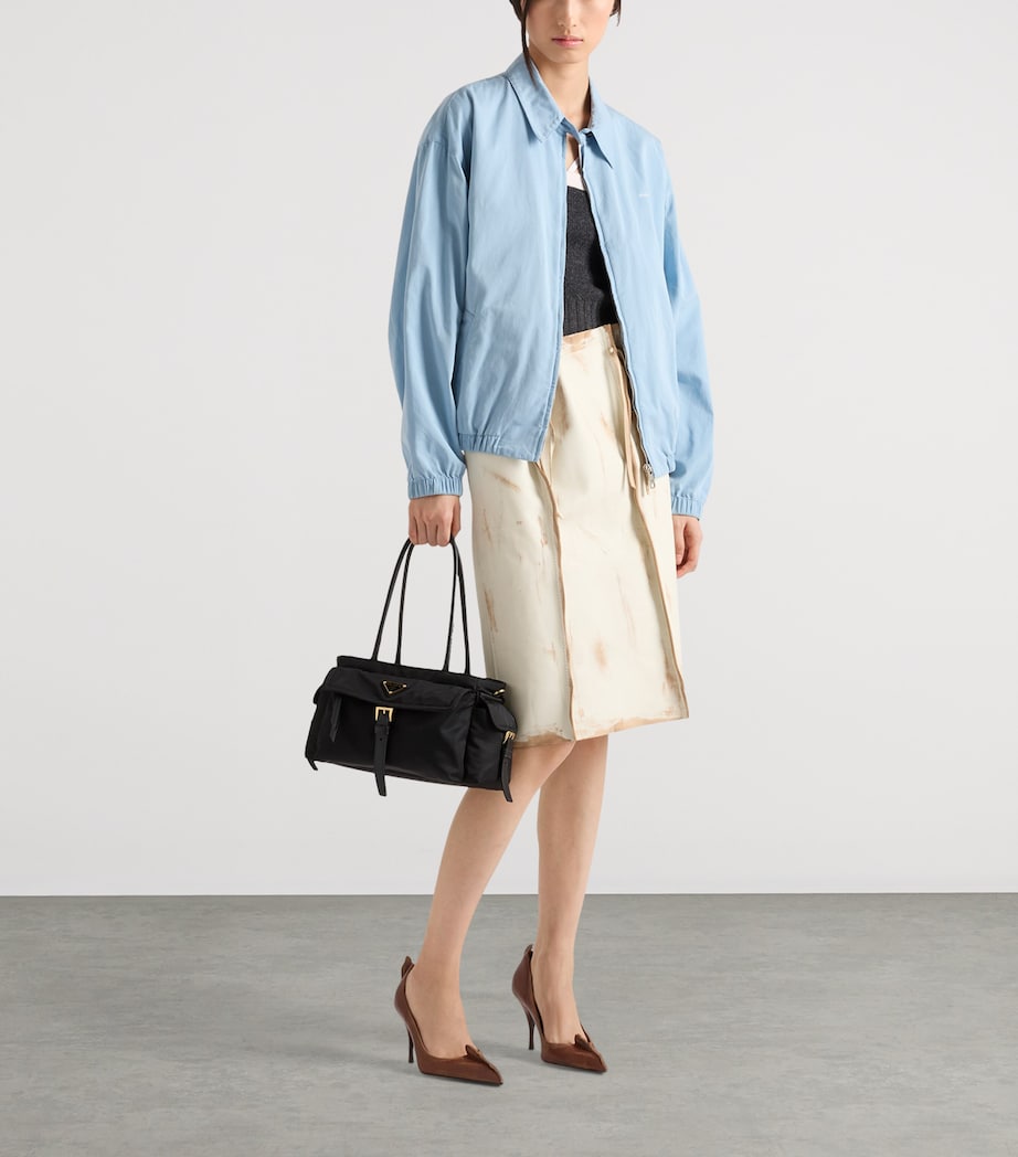 Medium Re-Nylon and Leather Explore Top-Handle Bag F0002 Image 2