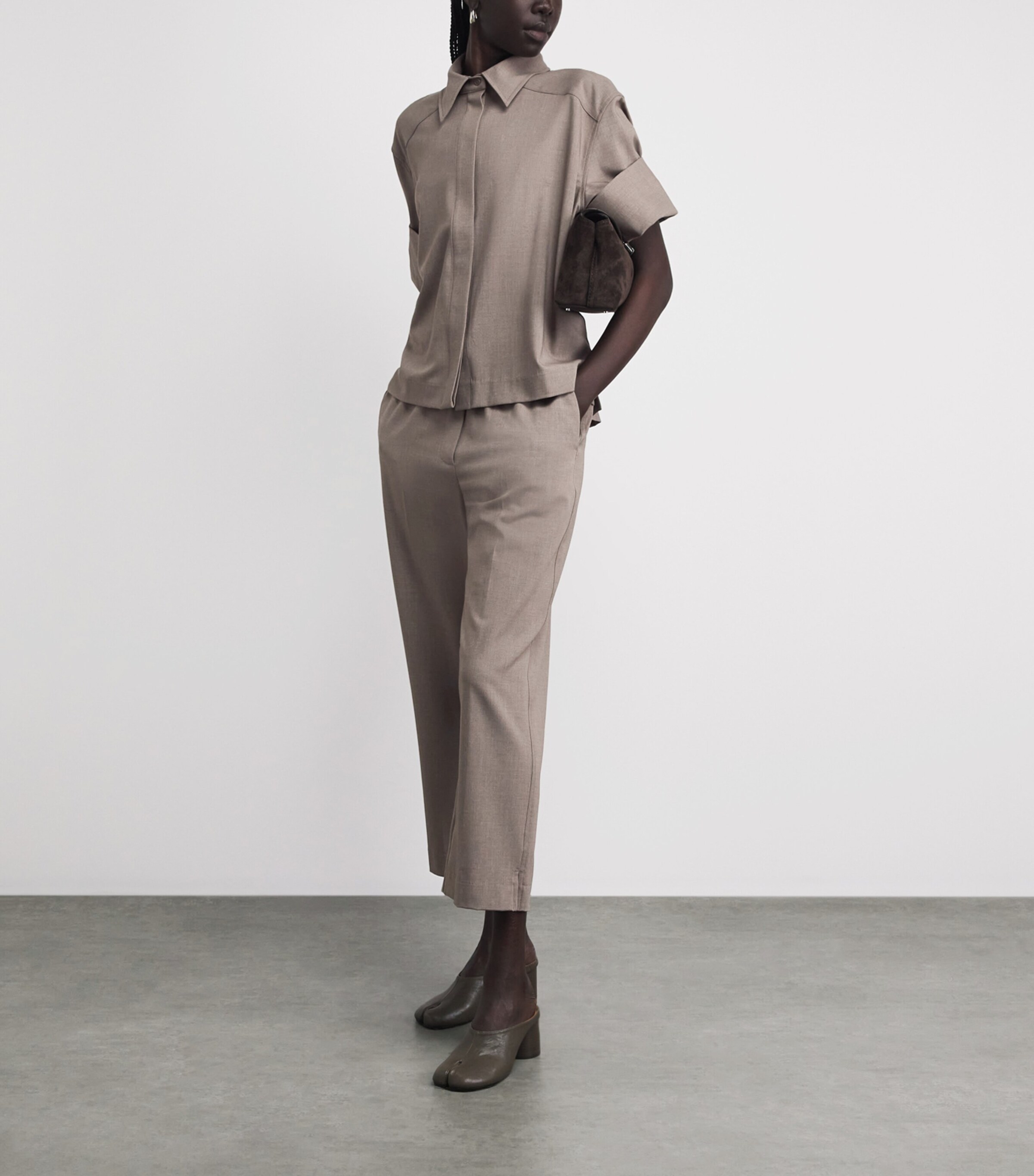 CAMILLA AND MARC Womens Cropped Vector Trousers Mocha Image 2