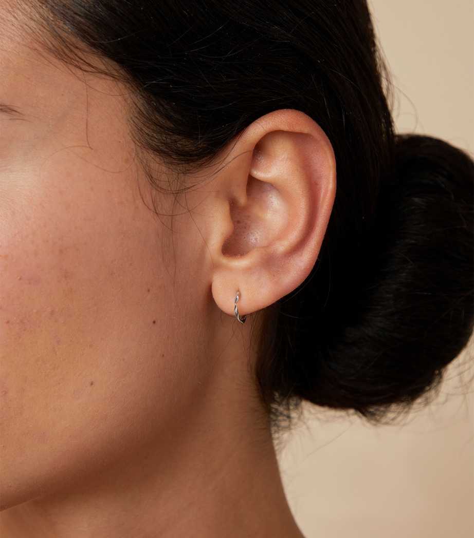 Astrid & Miyu Small White Gold Twist Hoop Earrings White Gold Image 2