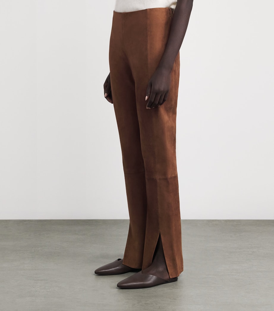 Lambskin Suede Slim Trousers D3G-CARAMEL Image 3