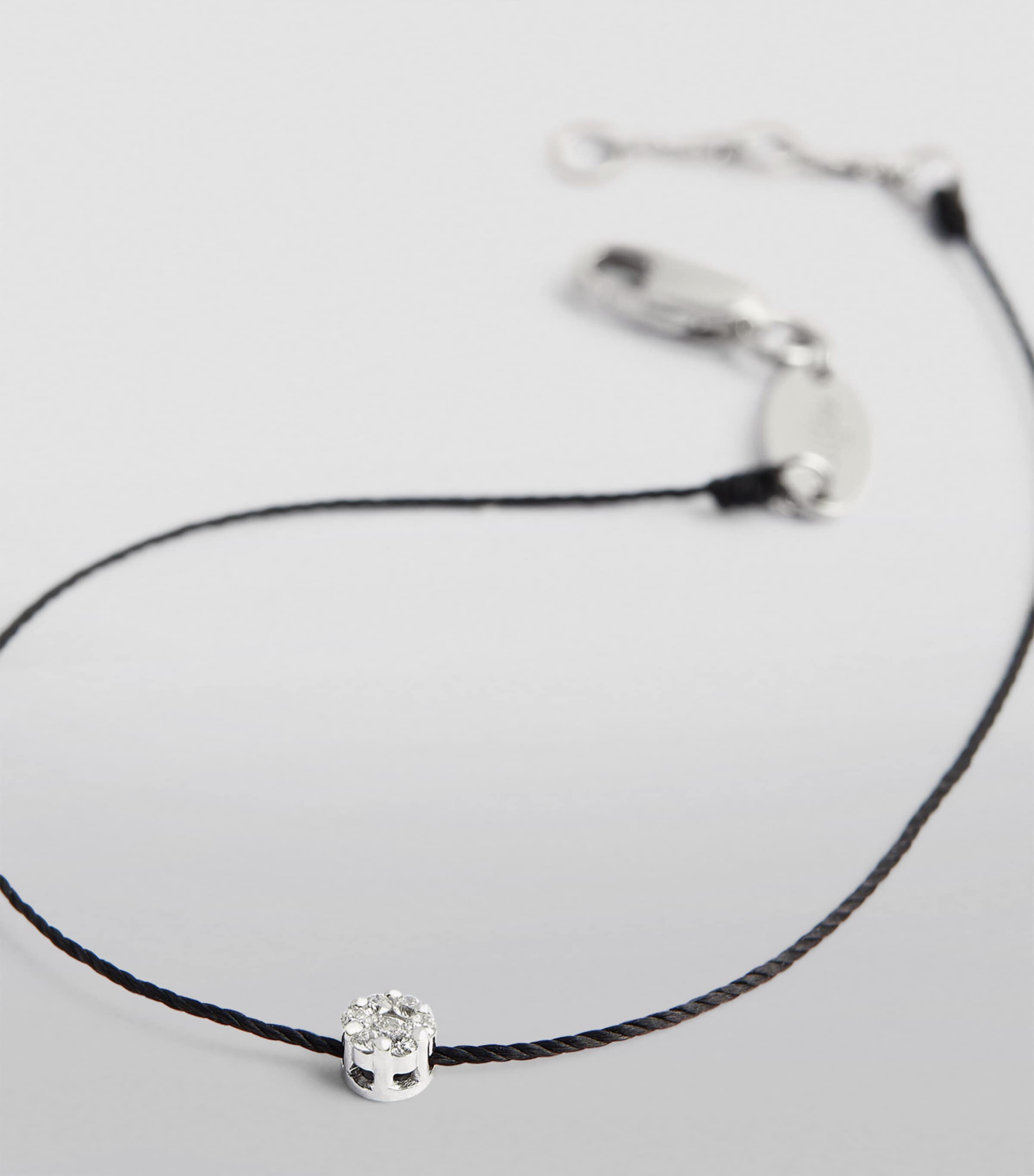 White Gold and Diamond Illusion Bracelet WG BLACK THREAD Image 5