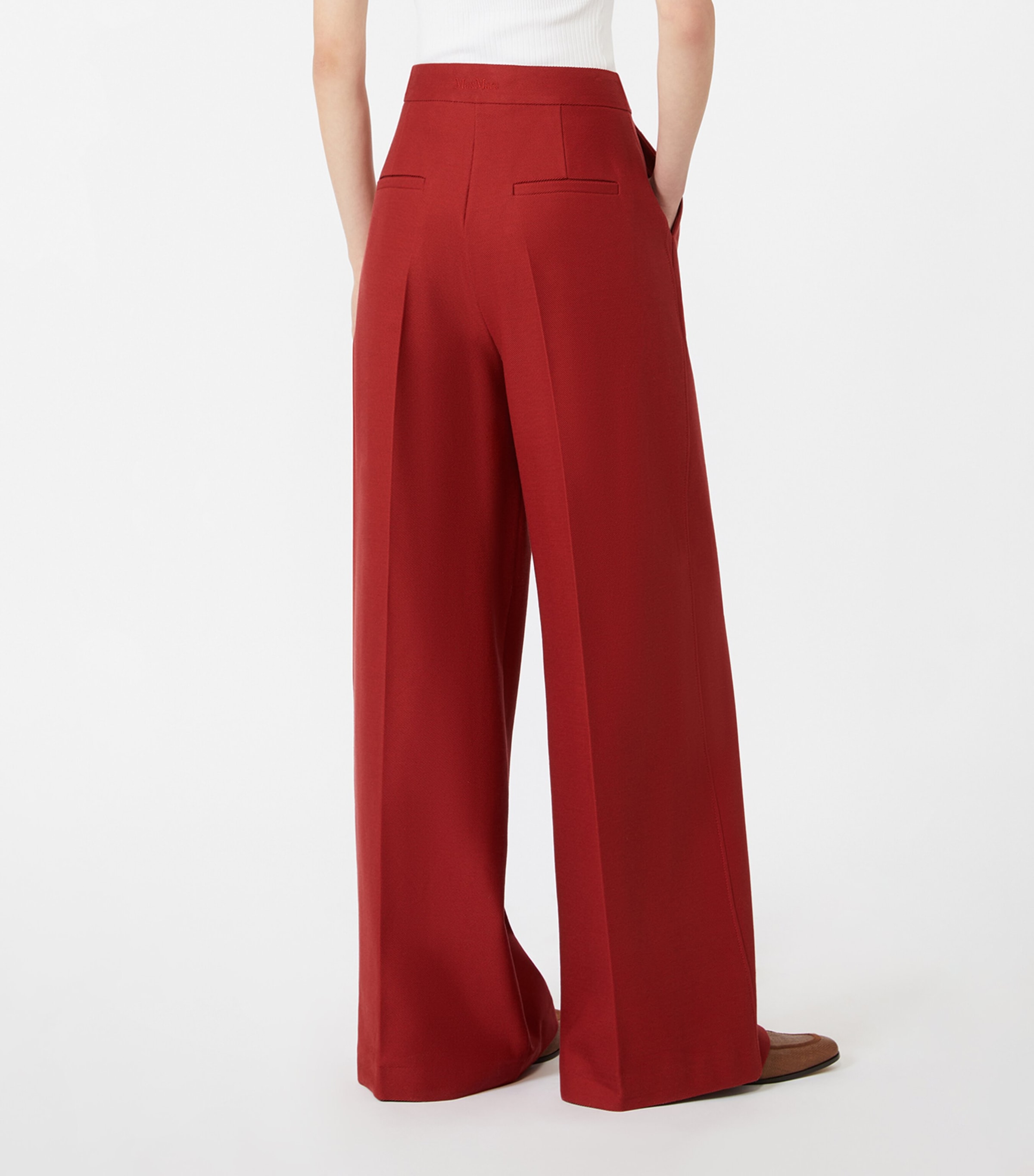 Max Mara Womens Cotton Jersey Wide-Leg Trousers Red Image 4