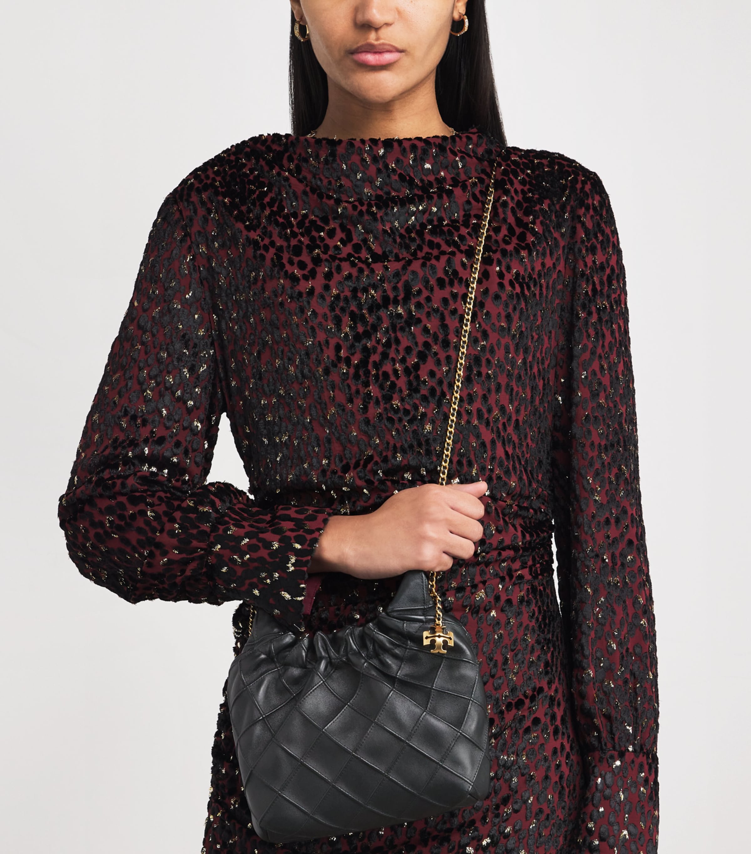 Mini Leather Fleming Shoulder Bag BLACK Image 5