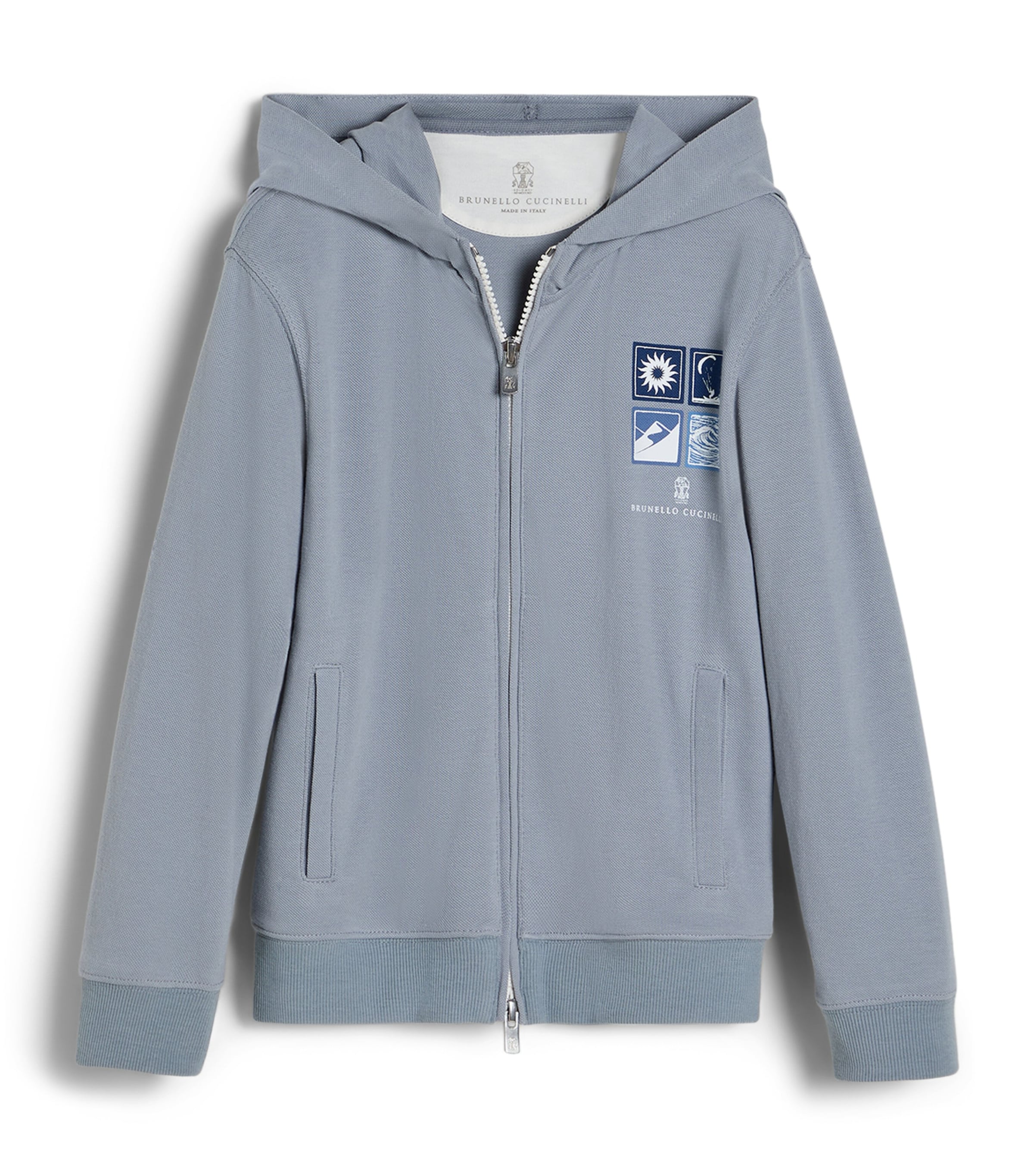 Brunello Cucinelli Kids Cotton Graphic Zip Hoodie (4-6 Years) Image 1