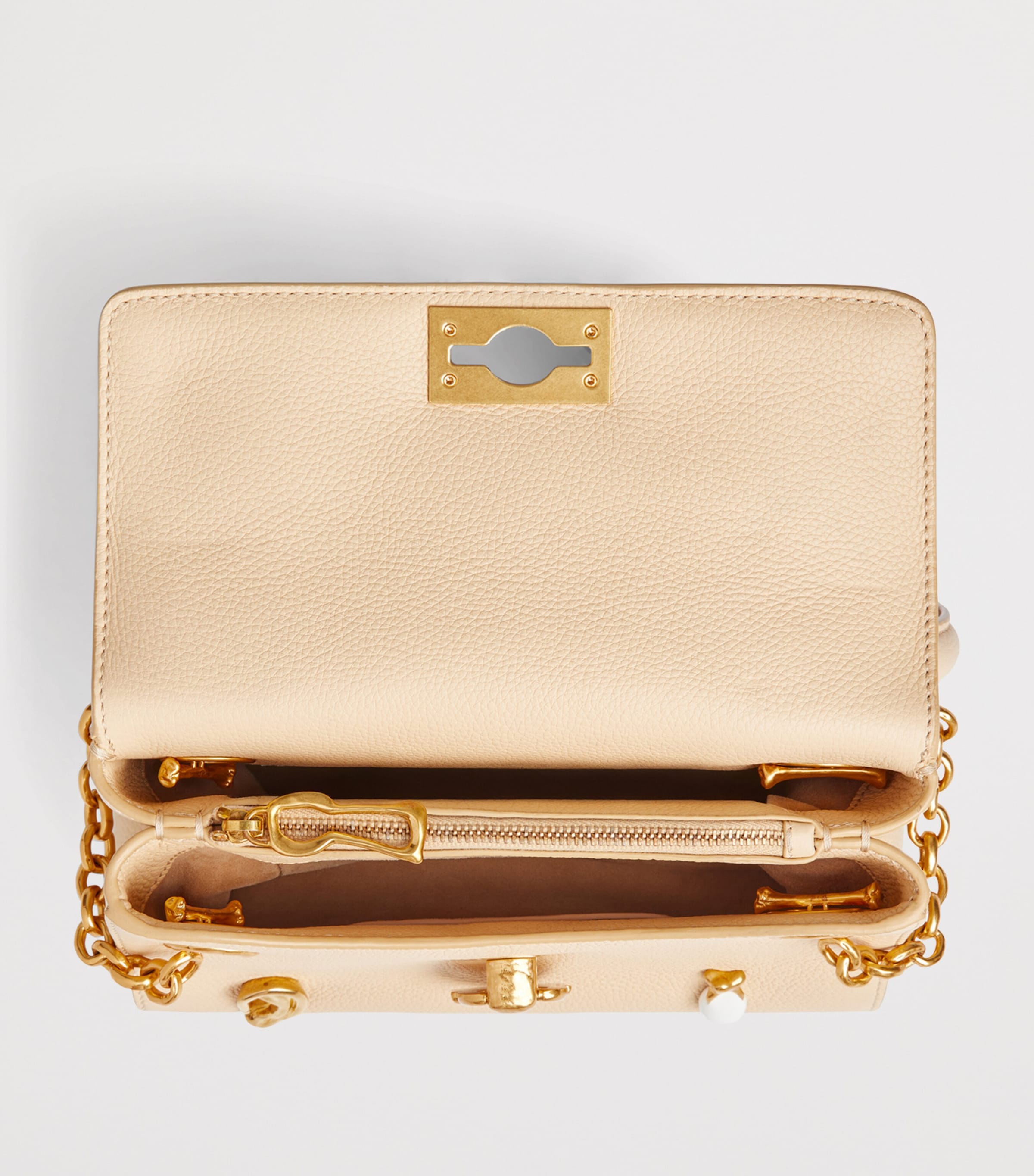 Schiaparelli Mini Leather Secret Bijoux Top-Handle Bag Oat Image 4