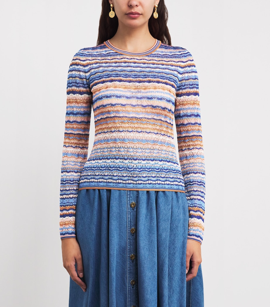 Ulla Johnson Womens Pointelle Stripe Lunaire Sweater Sunset Image 4