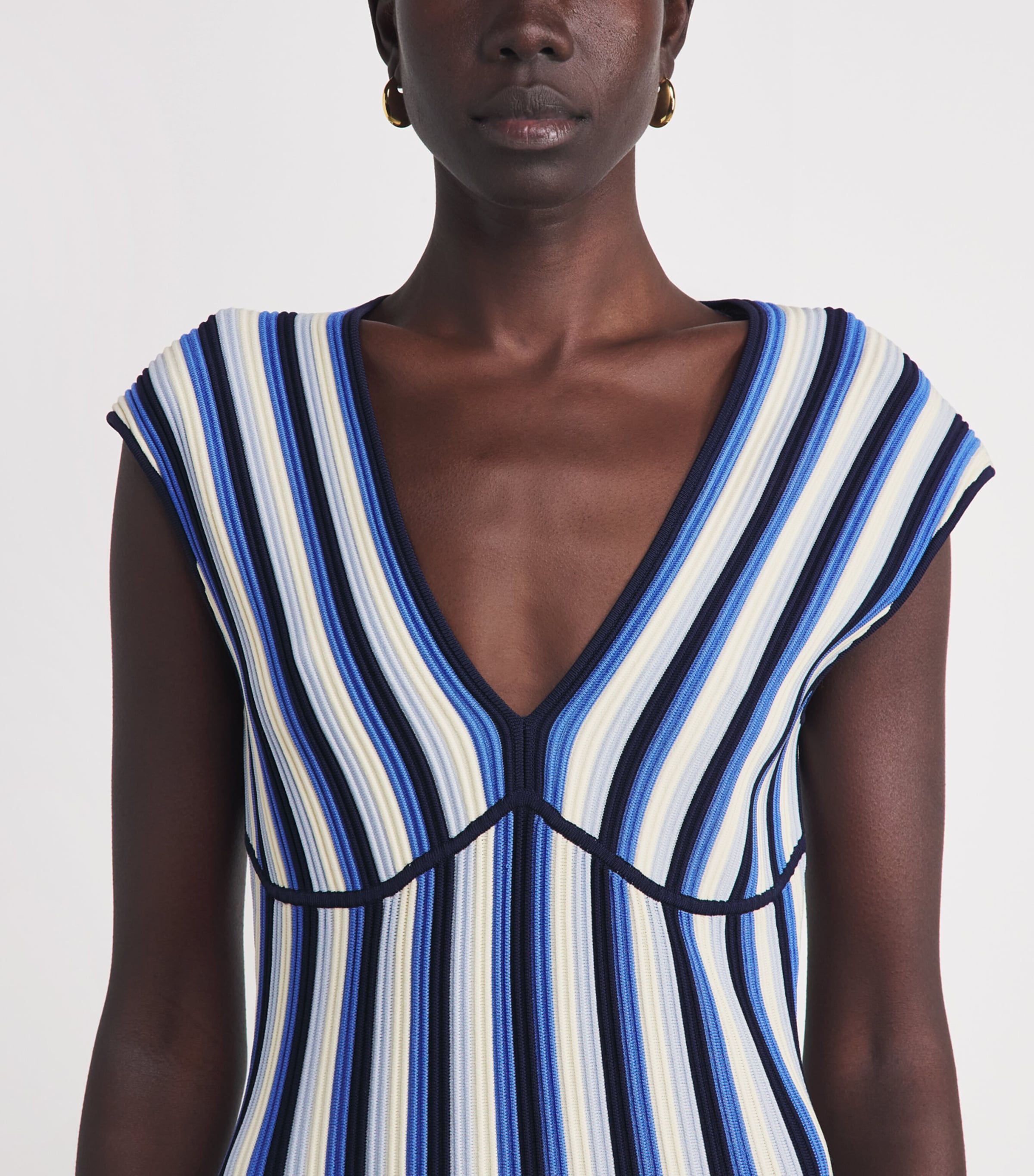 Simkhai Womens Striped Lianne Midi Dress Cerulean Multi Image 3