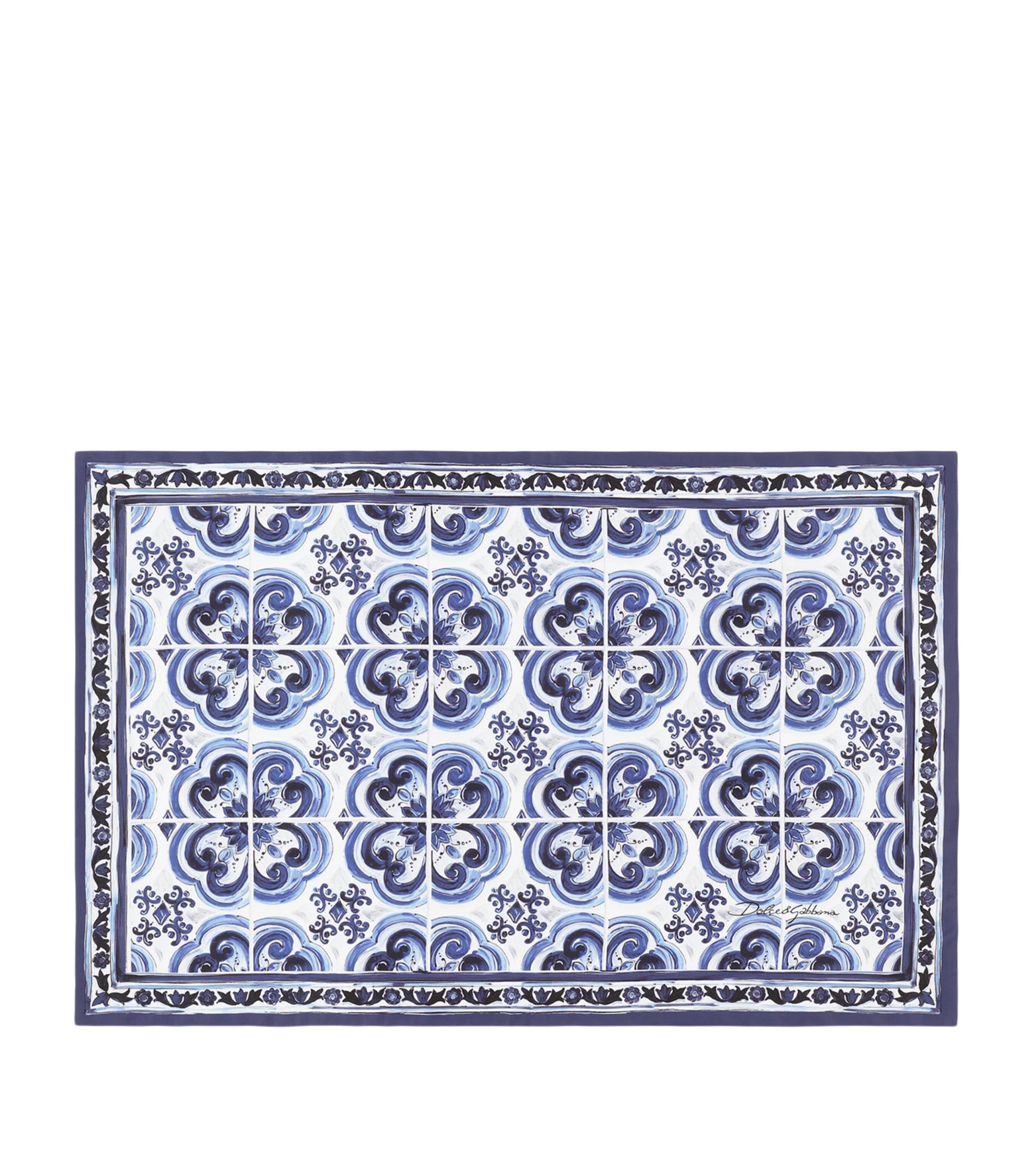 Dolce&Gabbana Casa Set of 2 Cotton Majolica Pillowcases (60cm x 90cm) Maiolica Blu M Image 1