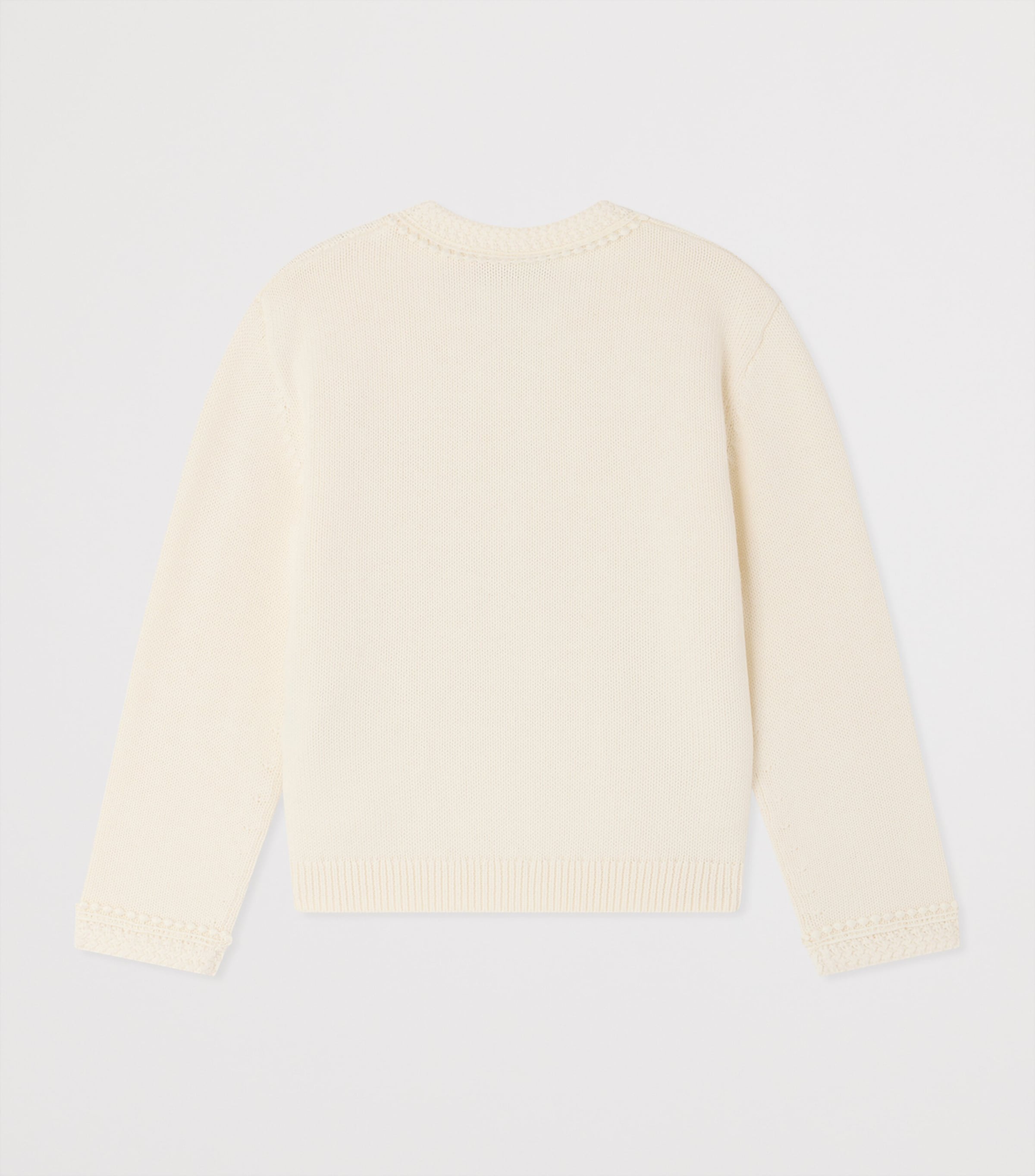 Bonpoint Cotton-Cashmere Stitch-Detail Cardigan (10-14 Years) Craie Image 2