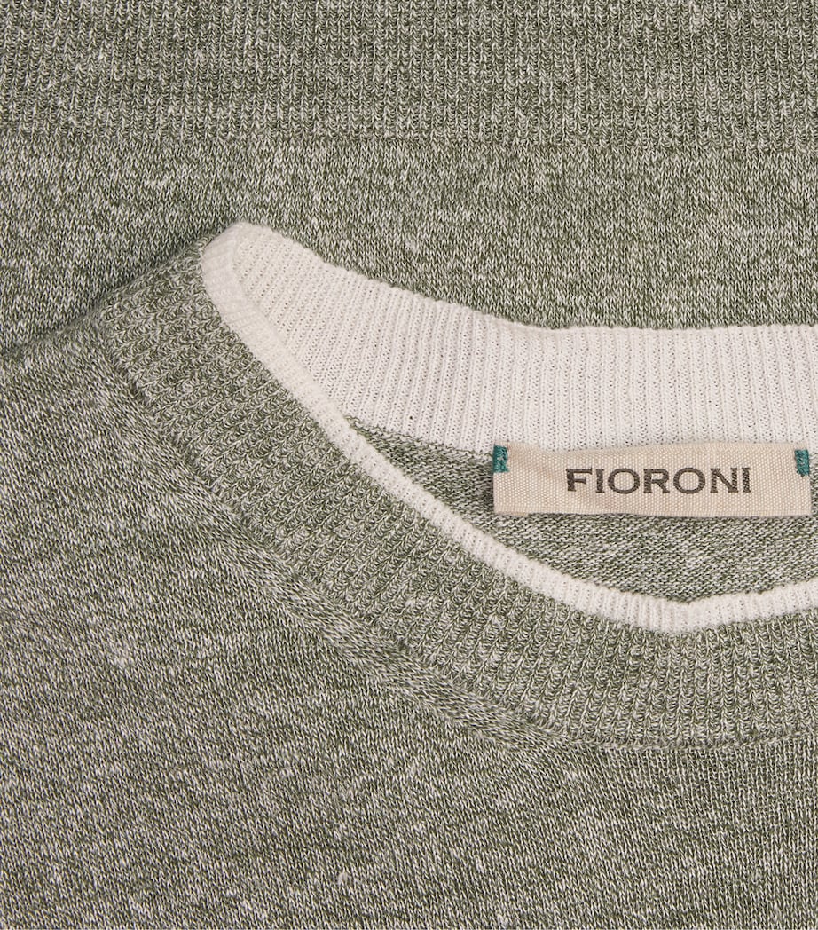 Fioroni Cashmere Mens Linen-Cotton T-Shirt Verde Image 6