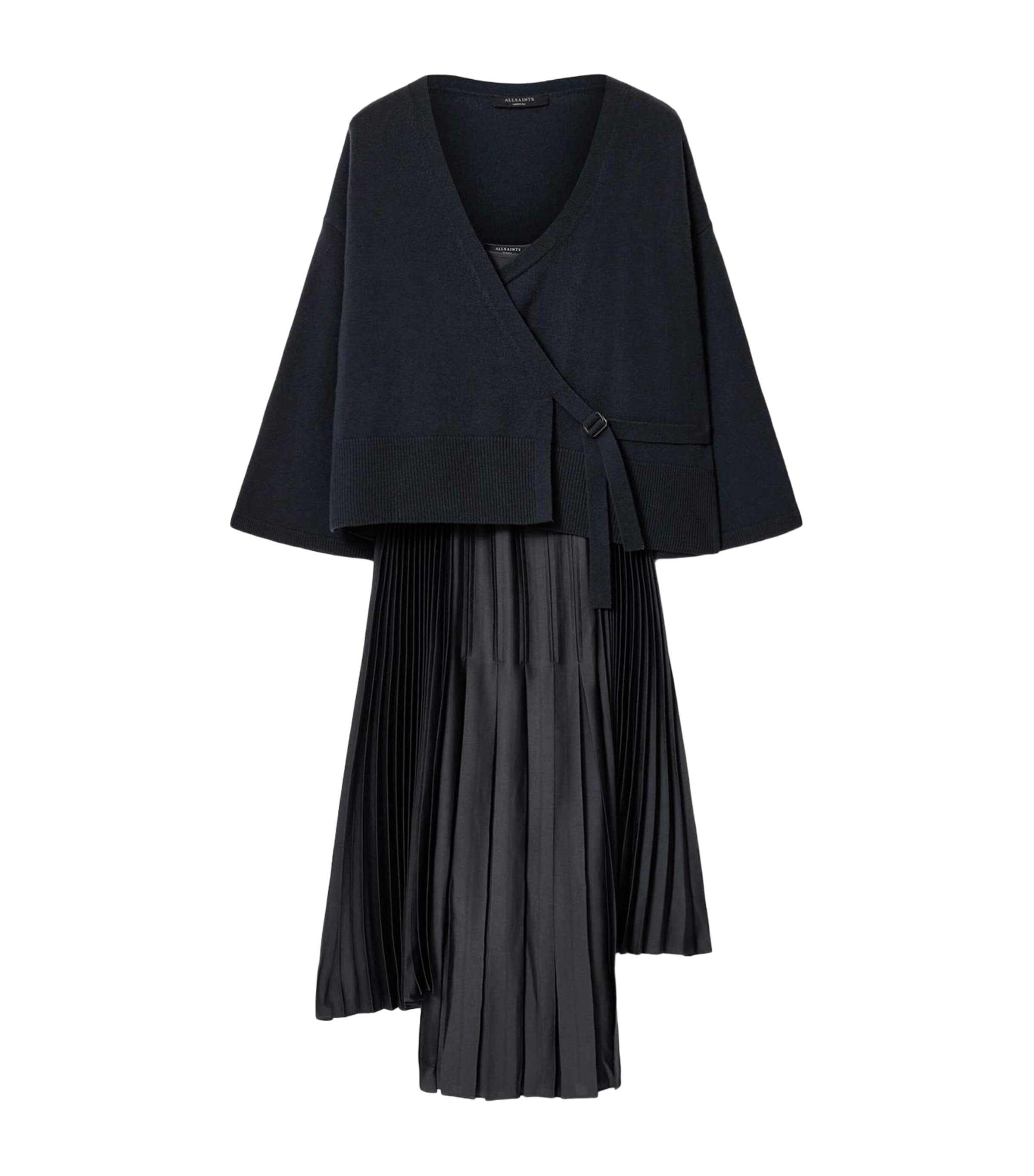 AllSaints Womens Lucille 2-In-1 Midi Dress Carbon Blue Image 1