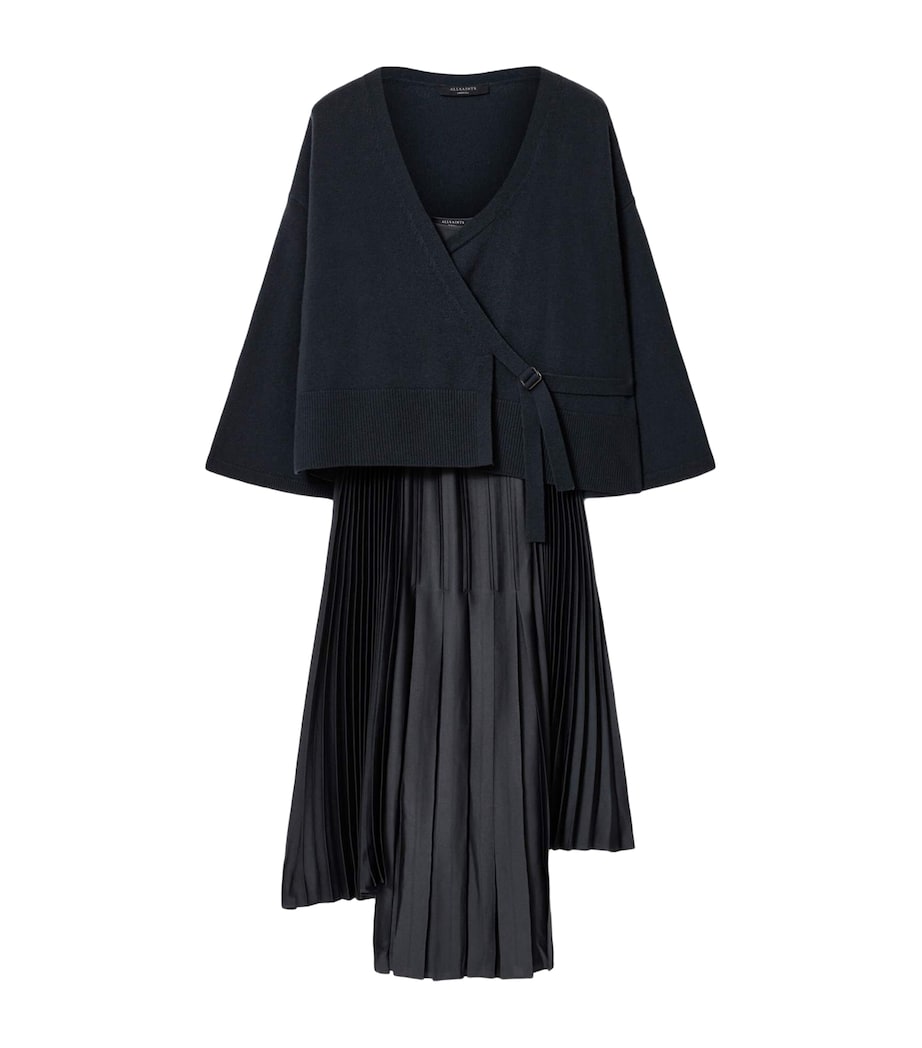 AllSaints Womens Lucille 2-In-1 Midi Dress Carbon Blue Image 1