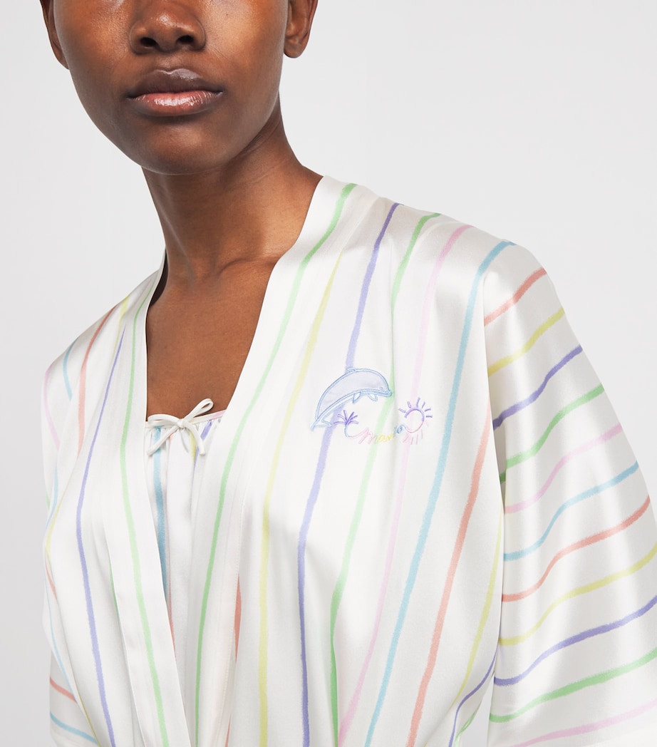 Silk-Blend Ocean Stripe Robe OCEAN STRIPE Image 6