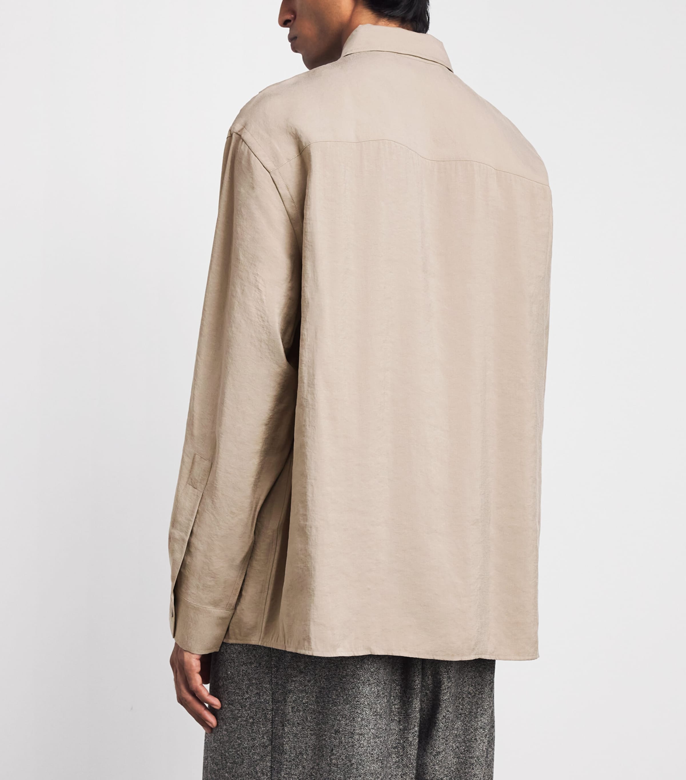 Studio Nicholson Mens Modal-Blend Emper Shirt Taupe Image 5