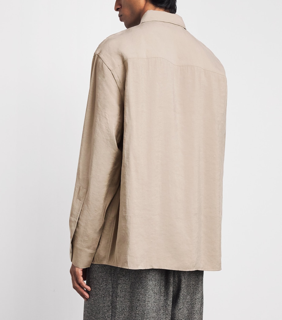 Studio Nicholson Mens Modal-Blend Emper Shirt Taupe Image 5