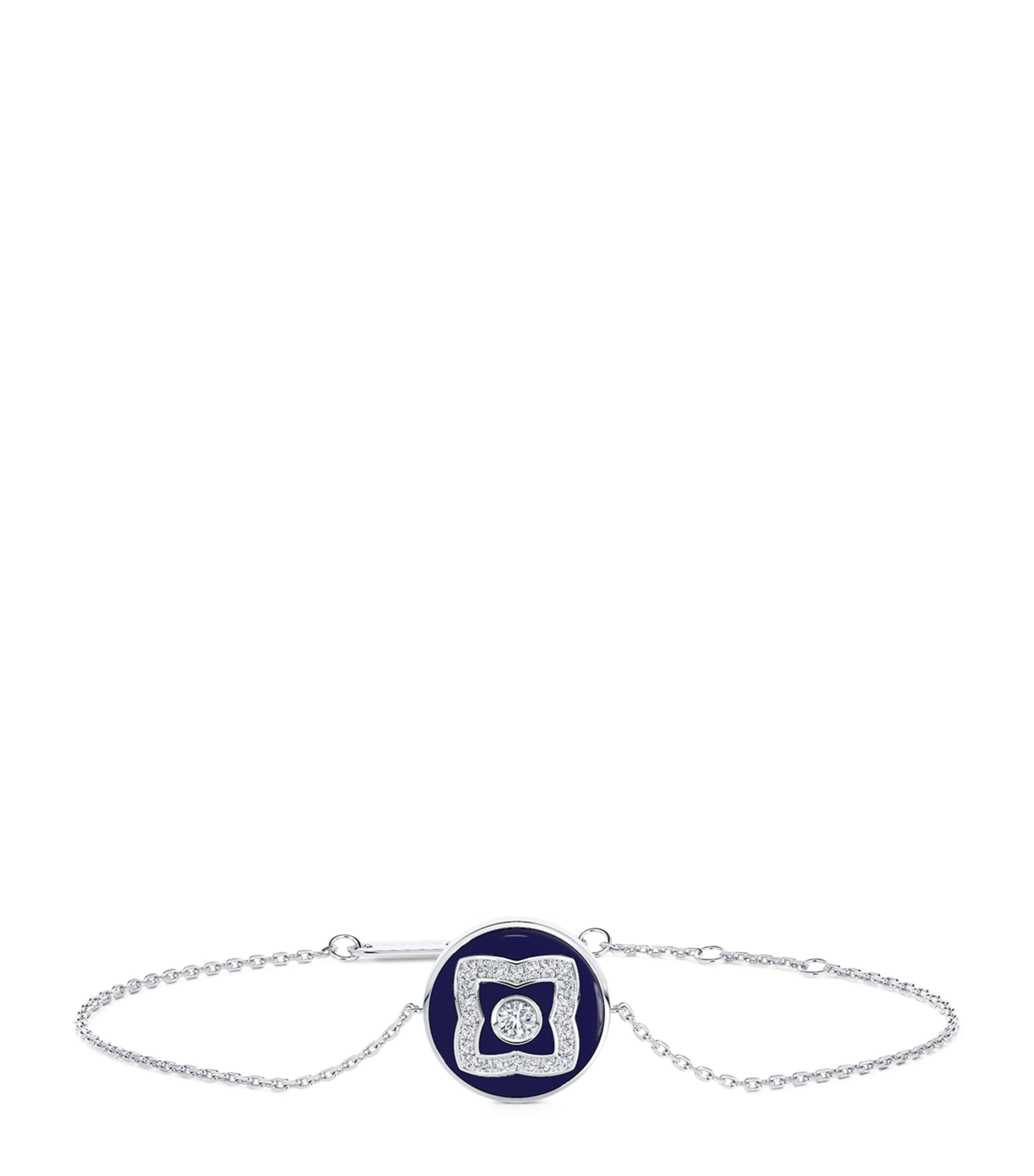 De Beers White Gold, Diamond And Enamel Enchanted Lotus Bracelet In Neutral