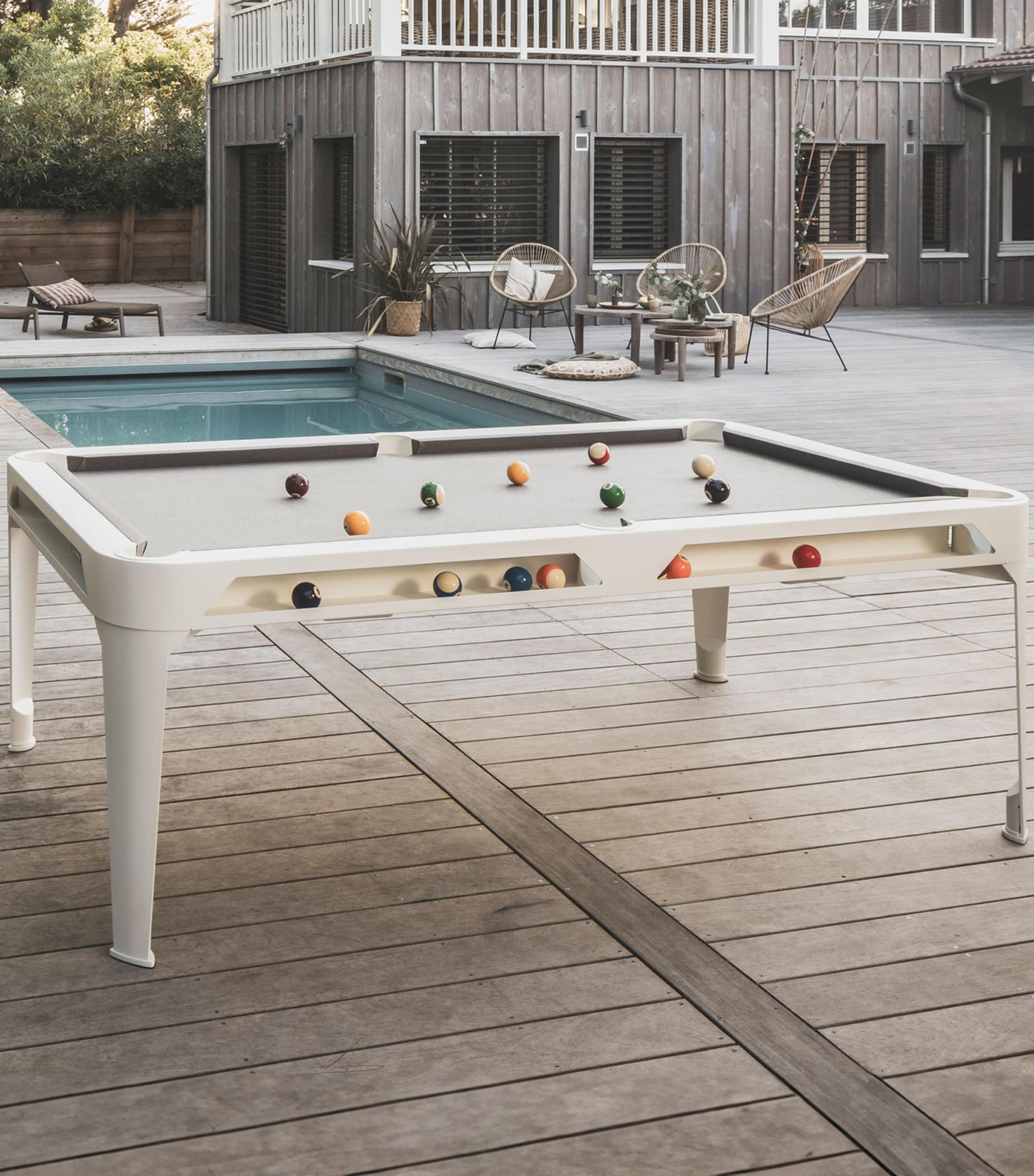 Cornilleau Hyphen Outdoor Pool Table Pol Wht Mot Lght Gry Image 2