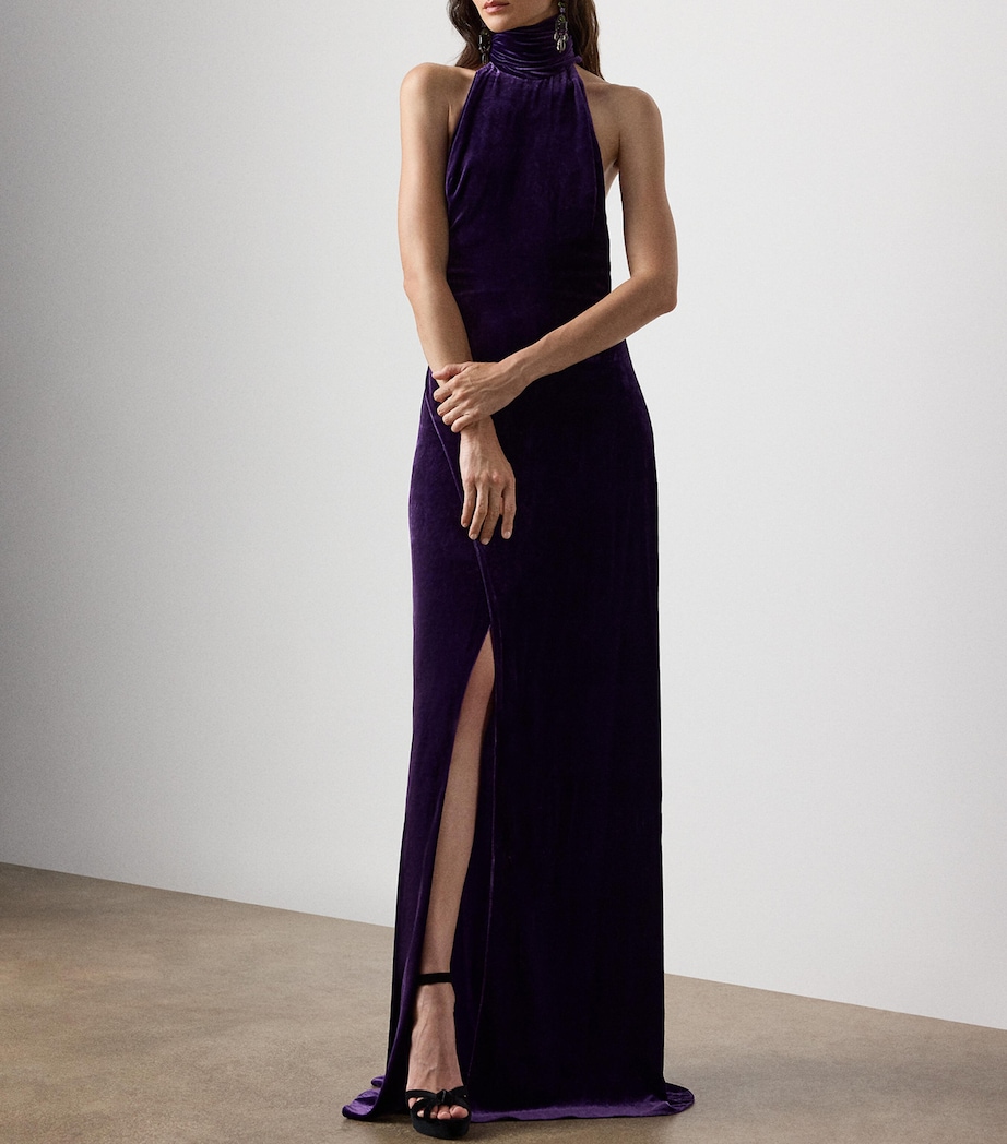 Stretch Velvet Tatum Evening Dress AUBERGINE Image 6