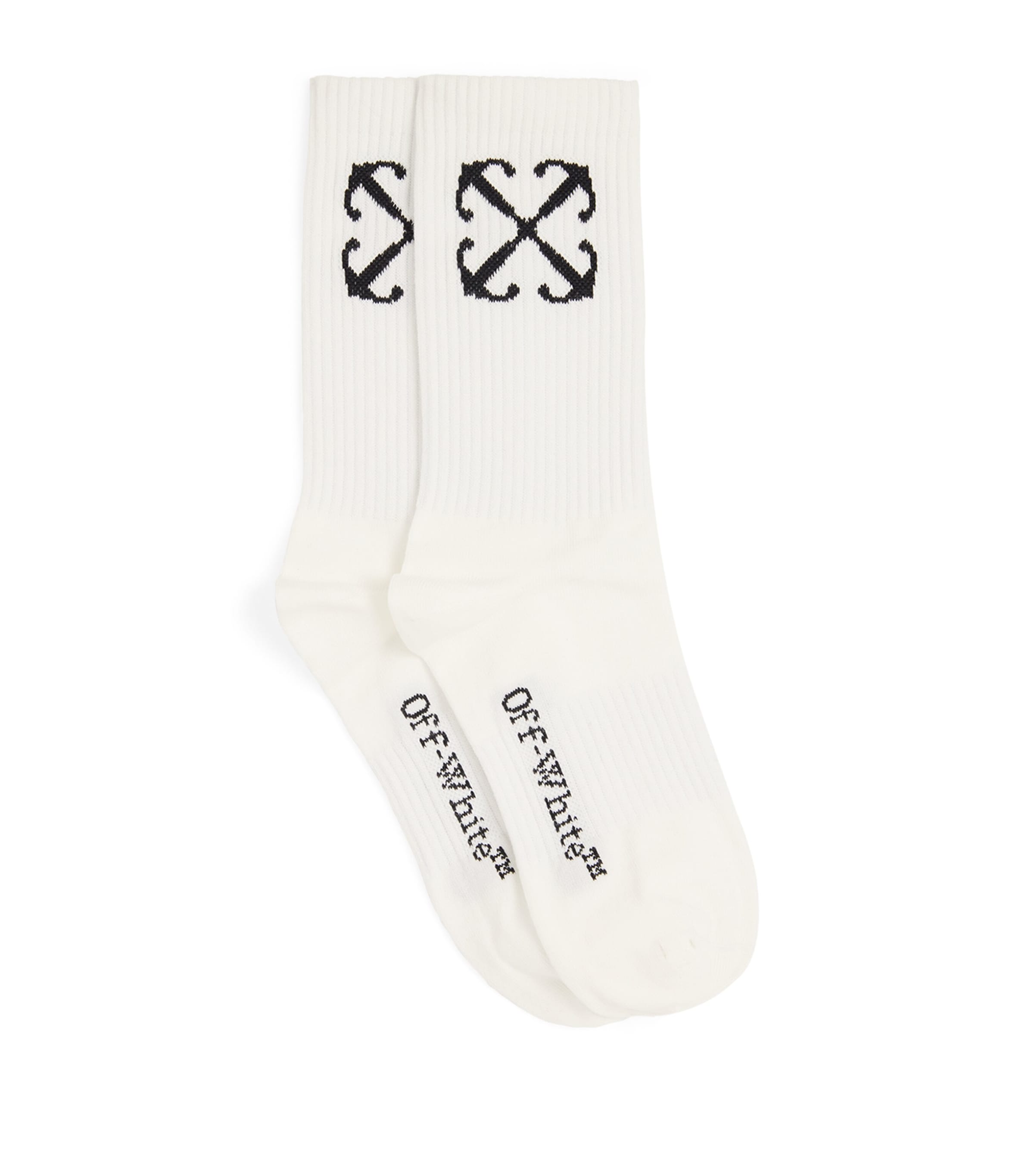 Shop Off-white Arrows Mid-calf Socks In White