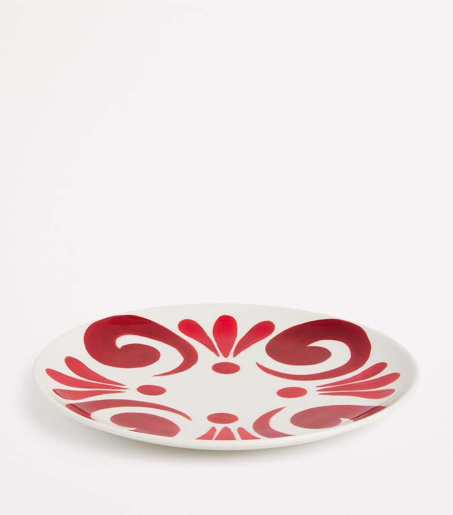 Porcelain Kallos Dinner Plate (27cm) DEEP RED ON WHITE Image 2