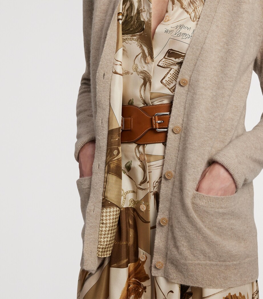 Cashmere-Blend V-Neck Cardigan TAN MULTI Image 6