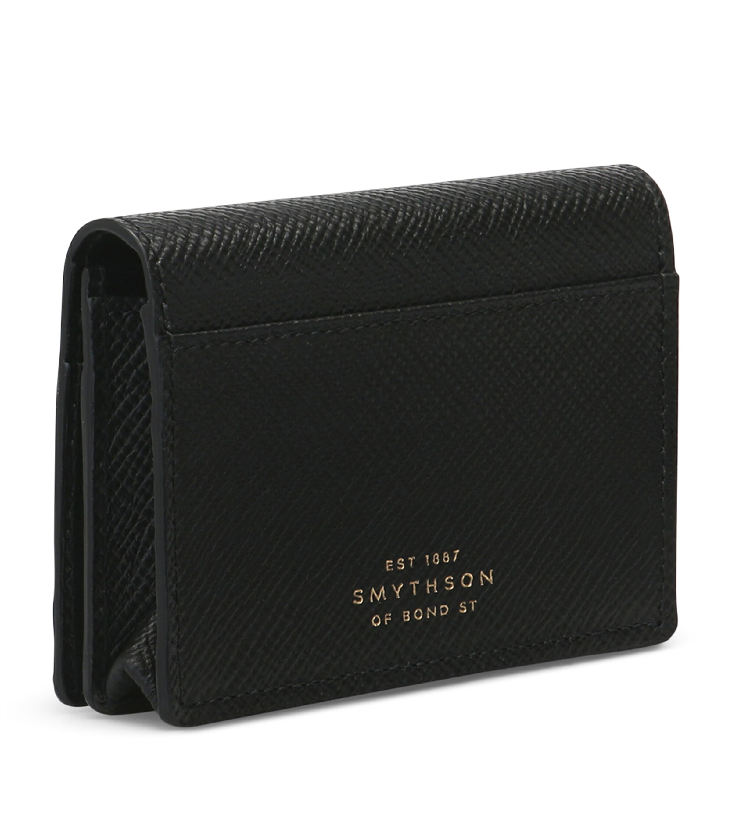 Leather Panama Folded Card Holder BLACK Image 2
