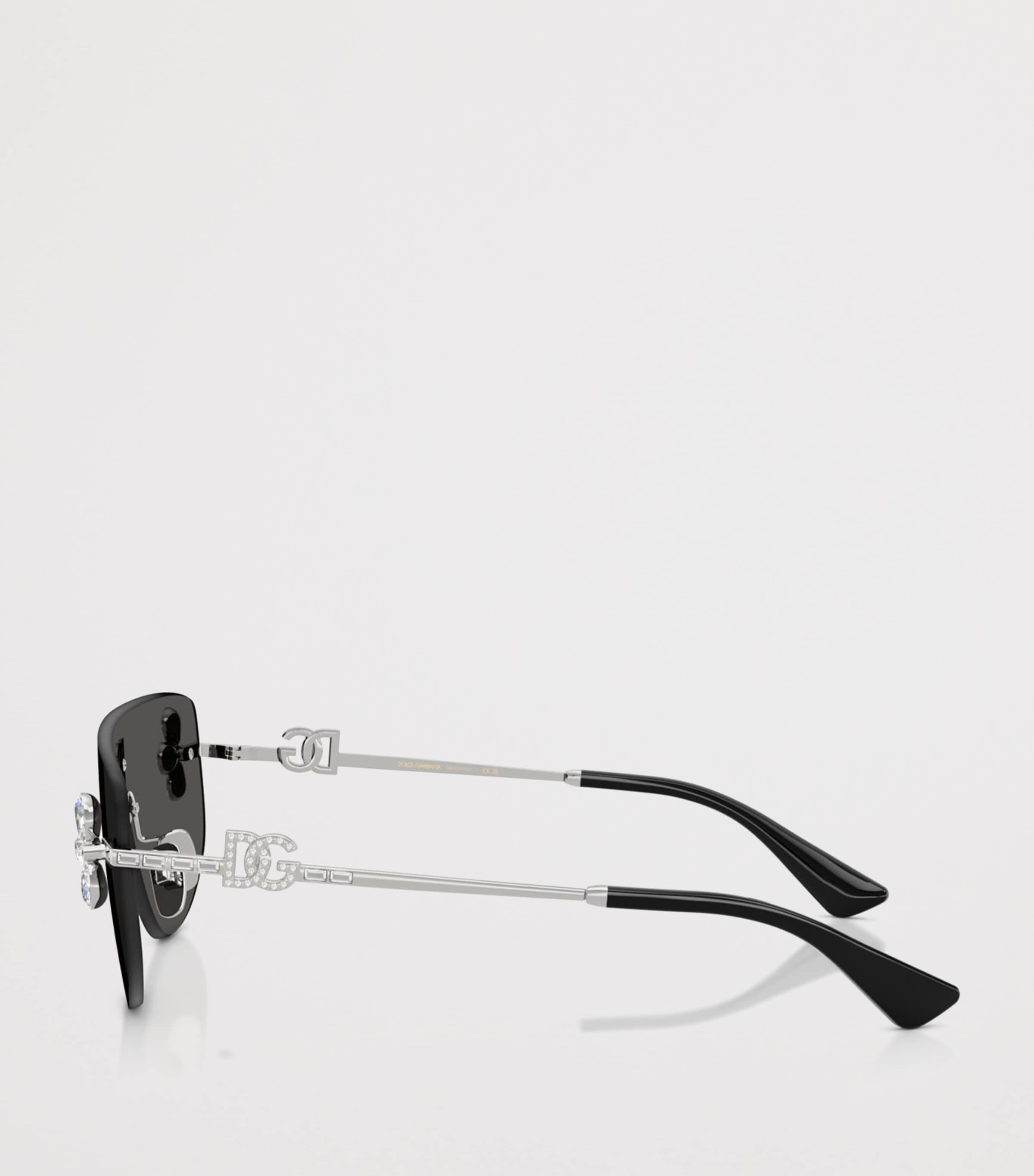 Dolce&Gabbana Crystal-Embellished Visor sunglasses Silver Image 3