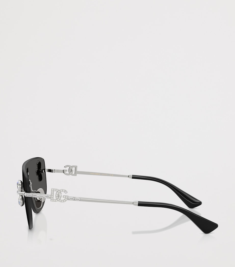 Dolce&Gabbana Crystal-Embellished Visor sunglasses Silver Image 3