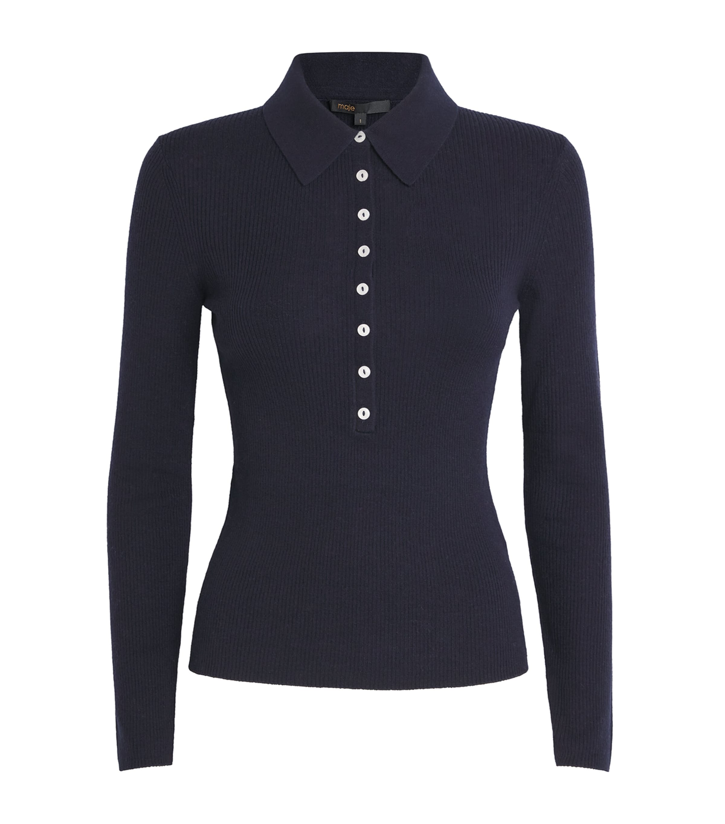 Wool-Silk Polo Sweater NAVY Image 1