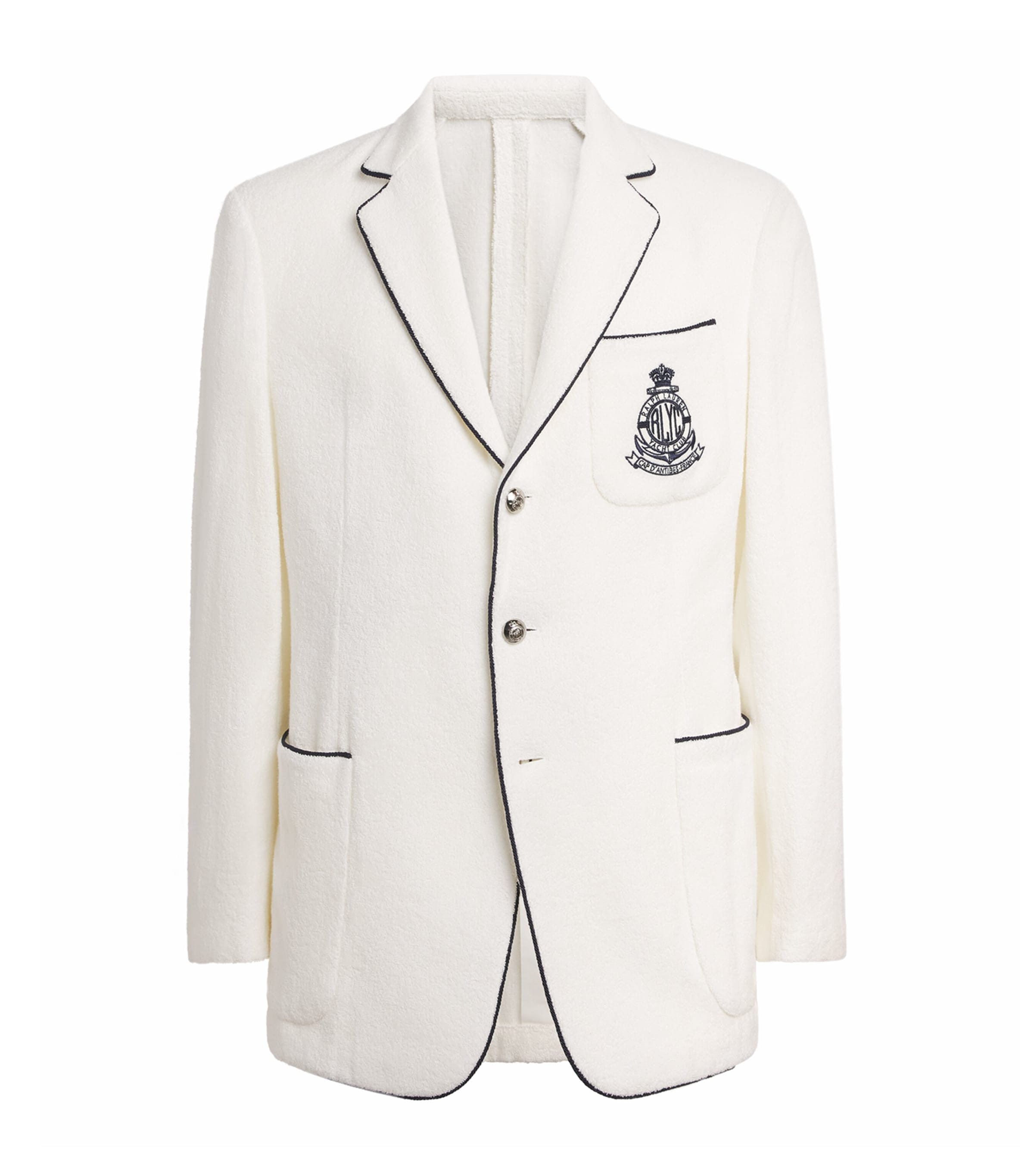 Ralph Lauren Purple Label Mens Terry Embroidered Blazer White Image 1