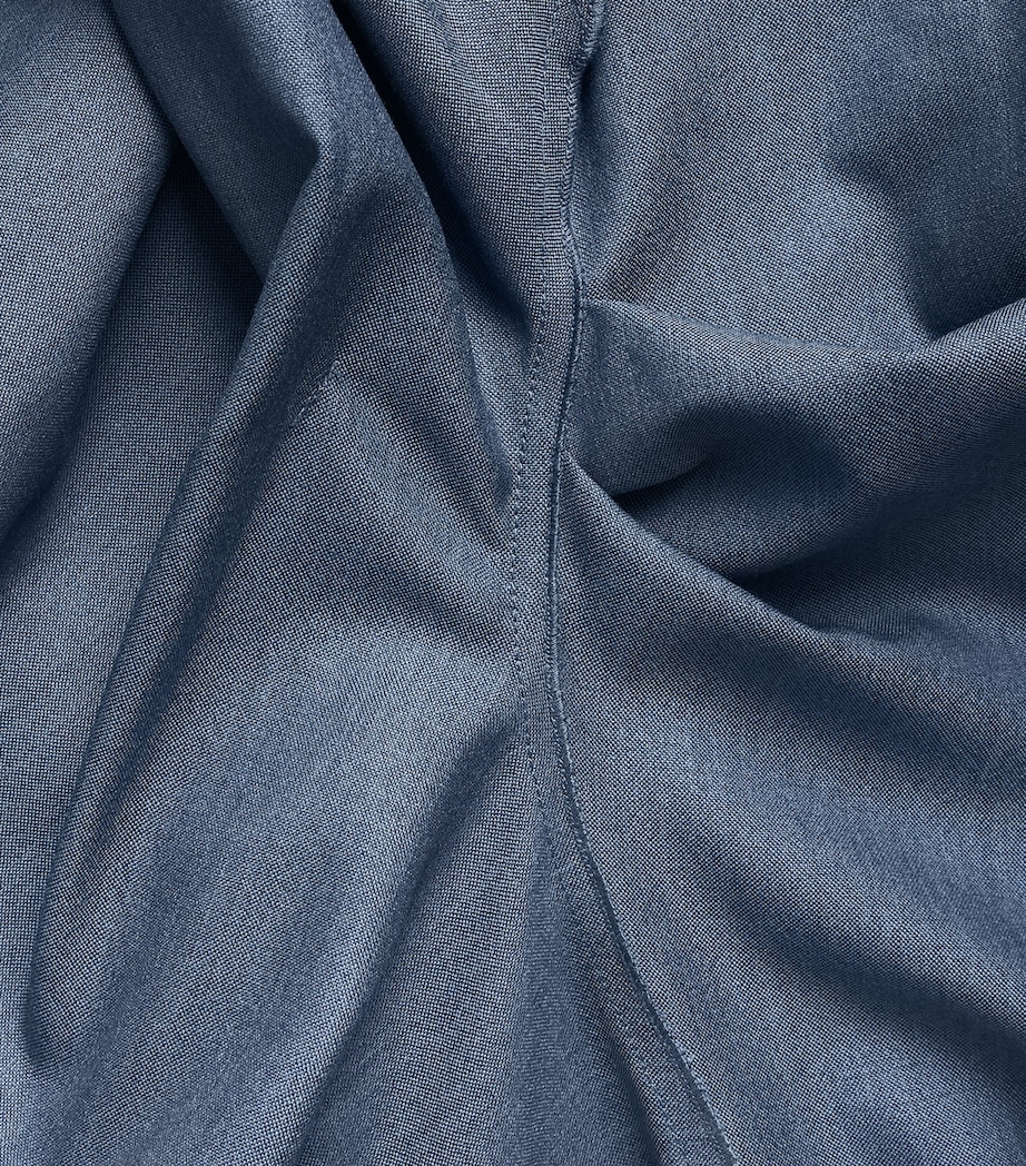 Victoria Beckham Womens Wool Draped Midi Dress Storm Blue Image 6